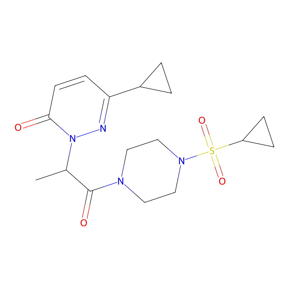 6-cyclopropyl-2-(1-(4-(cyclopropylsulfonyl)piperazin-1-yl)-1-oxopropan-2-yl)pyridazin-3(2H)-one molecular structure, CAS 2034314-18-4