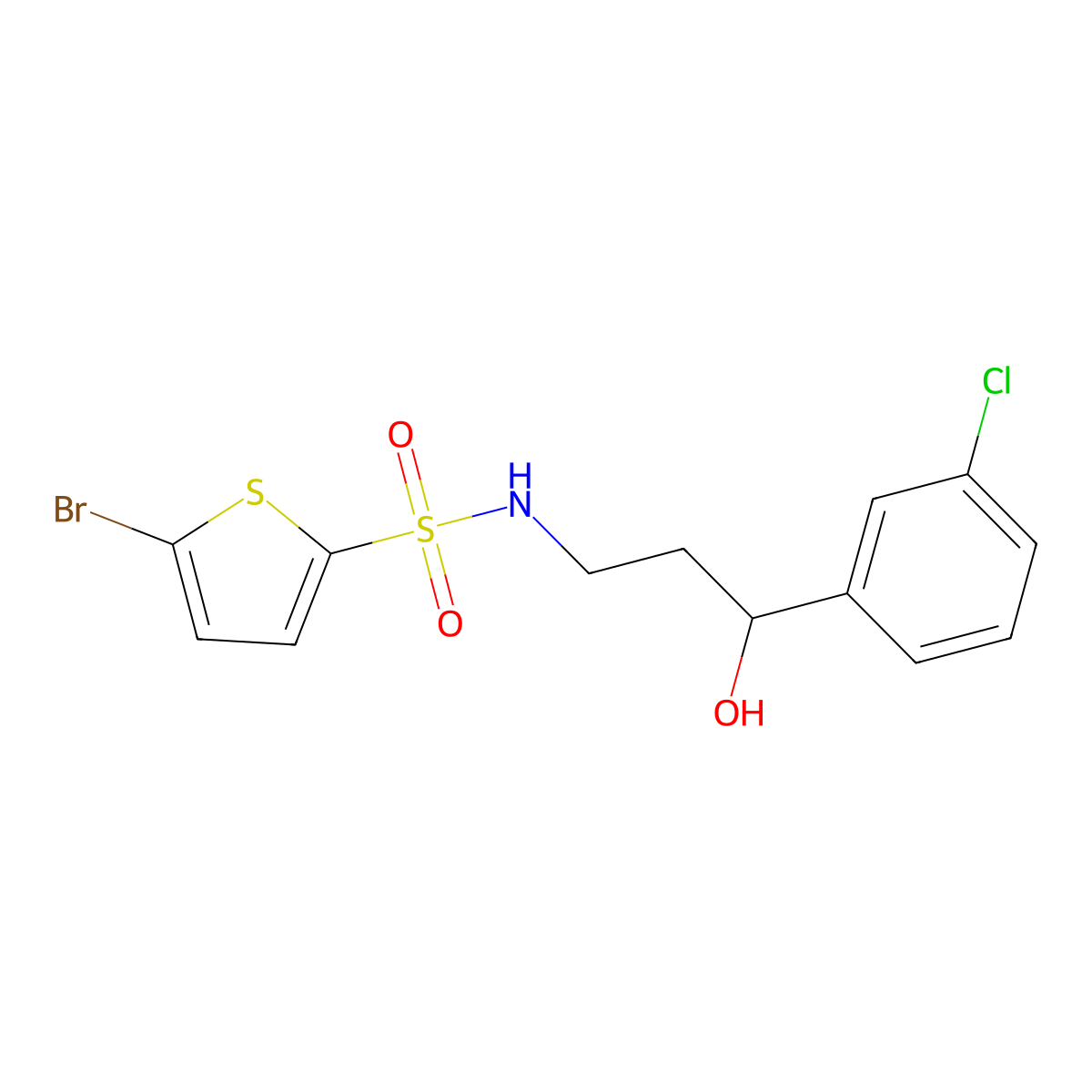 5-bromo-N-[3-(3-chlorophenyl)-3-hydroxypropyl]thiophene-2-sulfonamide molecular structure, CAS 2034314-22-0