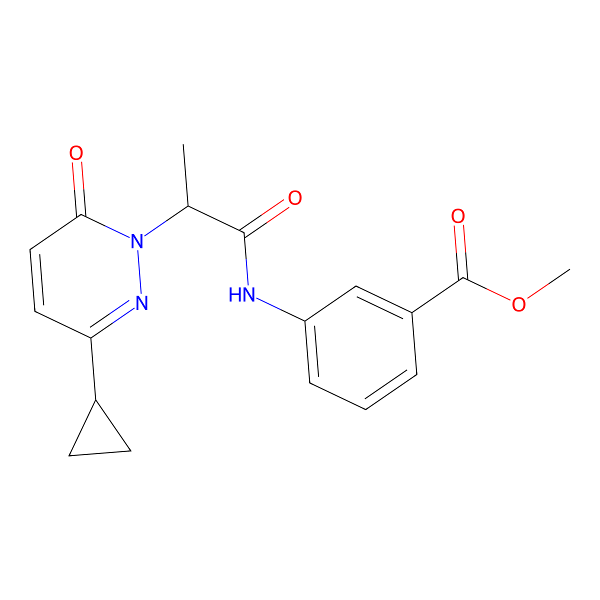 Methyl 3-[2-(3-cyclopropyl-6-oxo-1,6-dihydropyridazin-1-yl)propanamido]benzoate molecular structure, CAS 2034314-24-2
