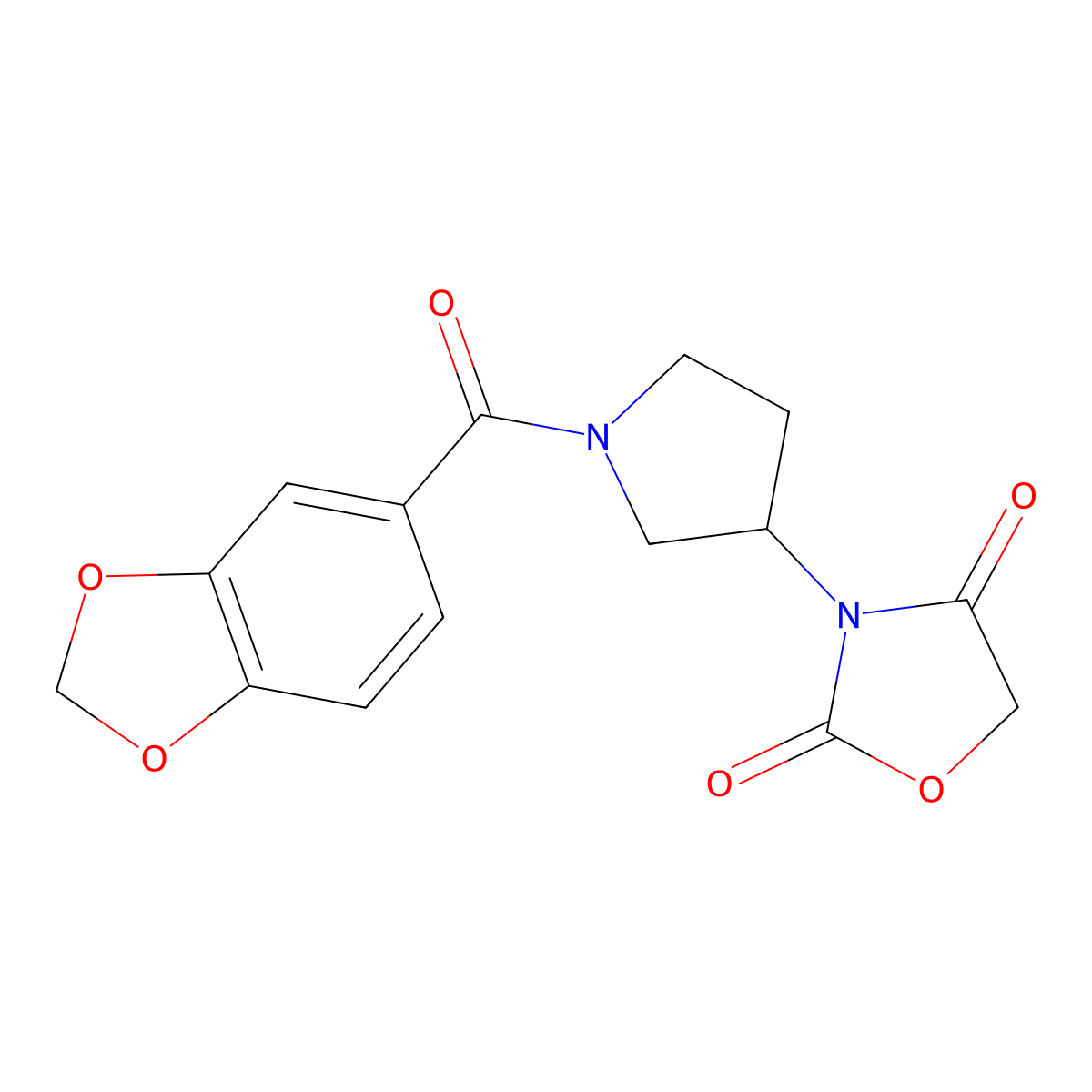 3-(1-(Benzo[d][1,3]dioxole-5-carbonyl)pyrrolidin-3-yl)oxazolidine-2,4-dione molecular structure, CAS 2034314-25-3