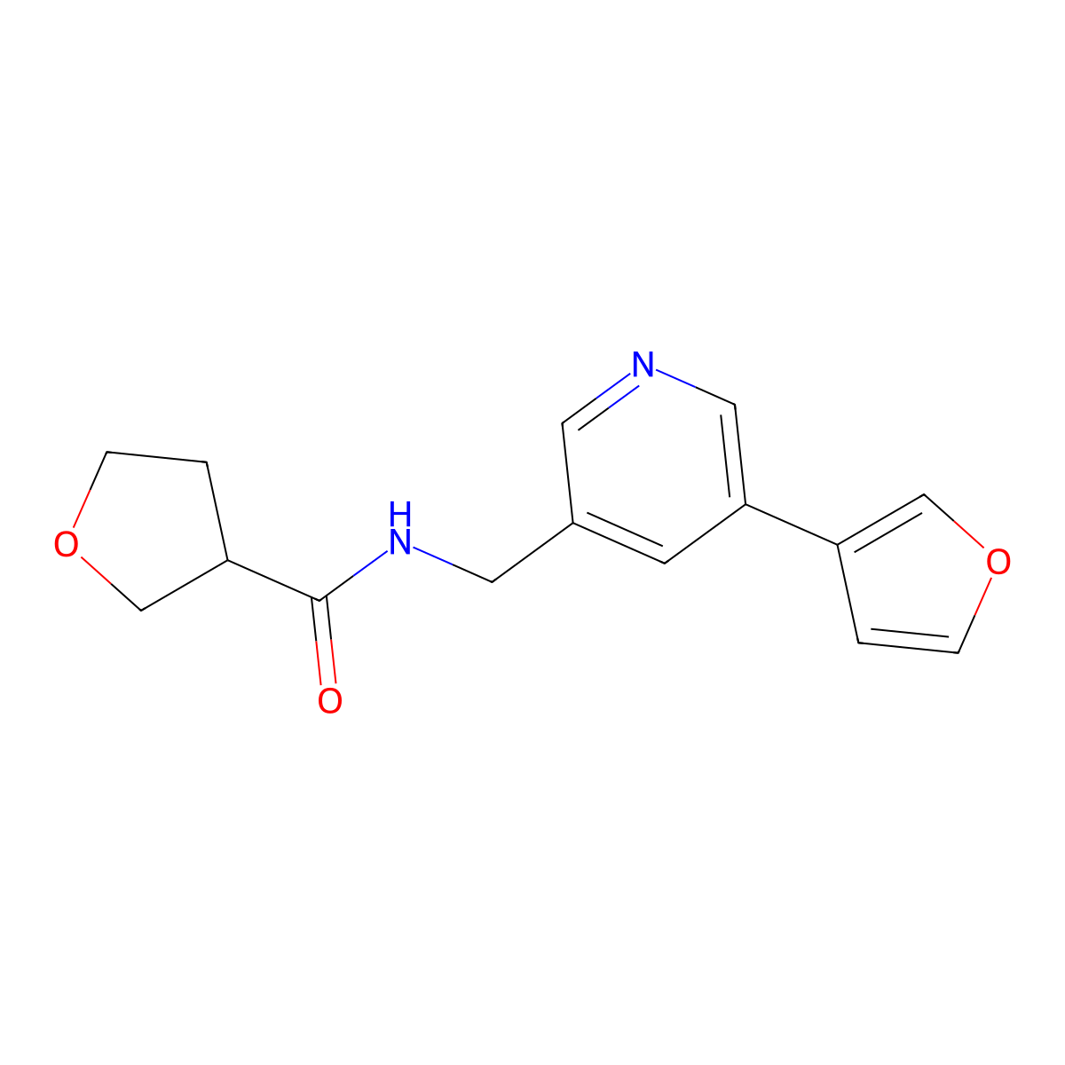 N-((5-(furan-3-yl)pyridin-3-yl)methyl)tetrahydrofuran-3-carboxamide molecular structure, CAS 2034314-27-5