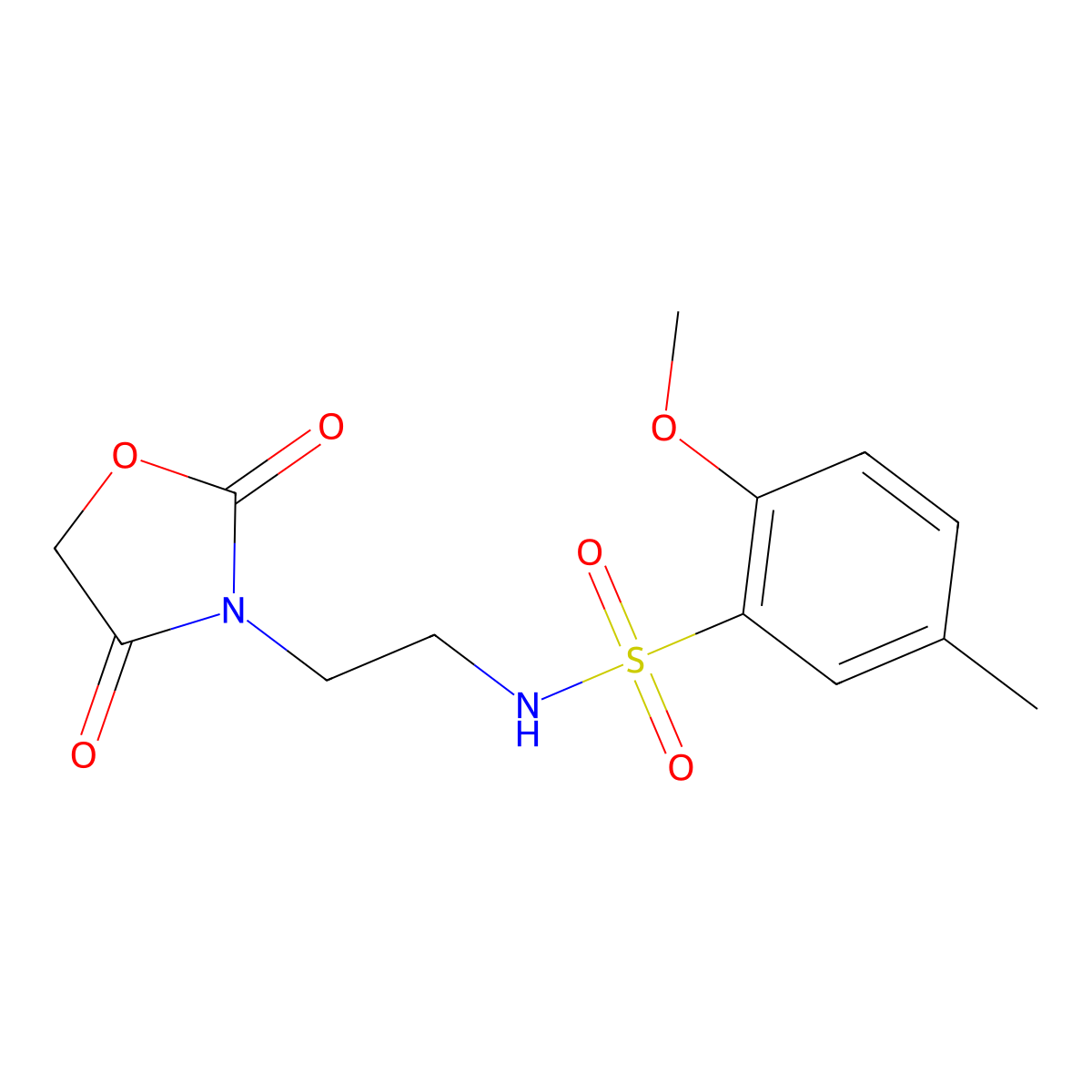N-(2-(2,4-dioxooxazolidin-3-yl)ethyl)-2-methoxy-5-methylbenzenesulfonamide molecular structure, CAS 2034314-33-3