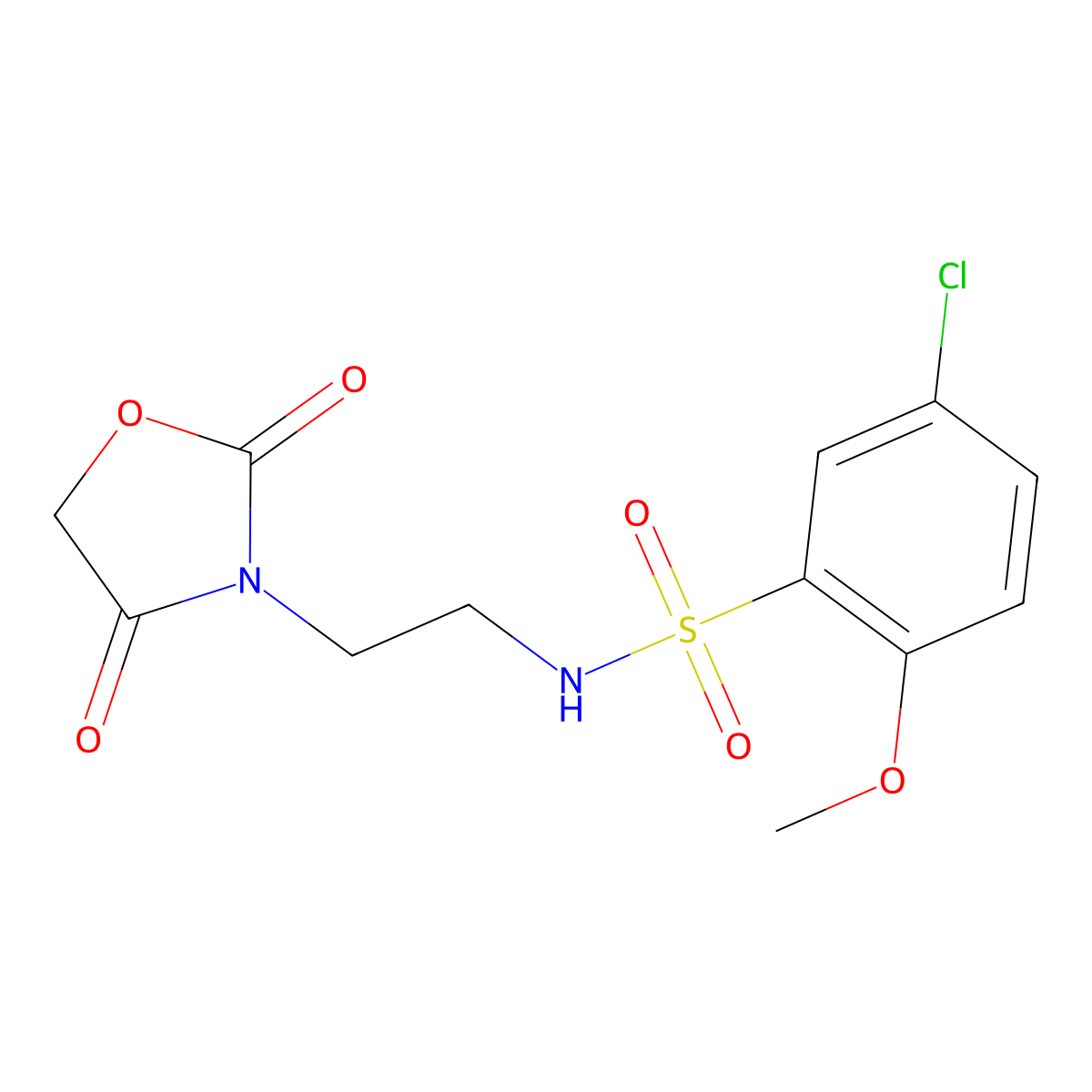 5-chloro-N-(2-(2,4-dioxooxazolidin-3-yl)ethyl)-2-methoxybenzenesulfonamide molecular structure, CAS 2034314-40-2