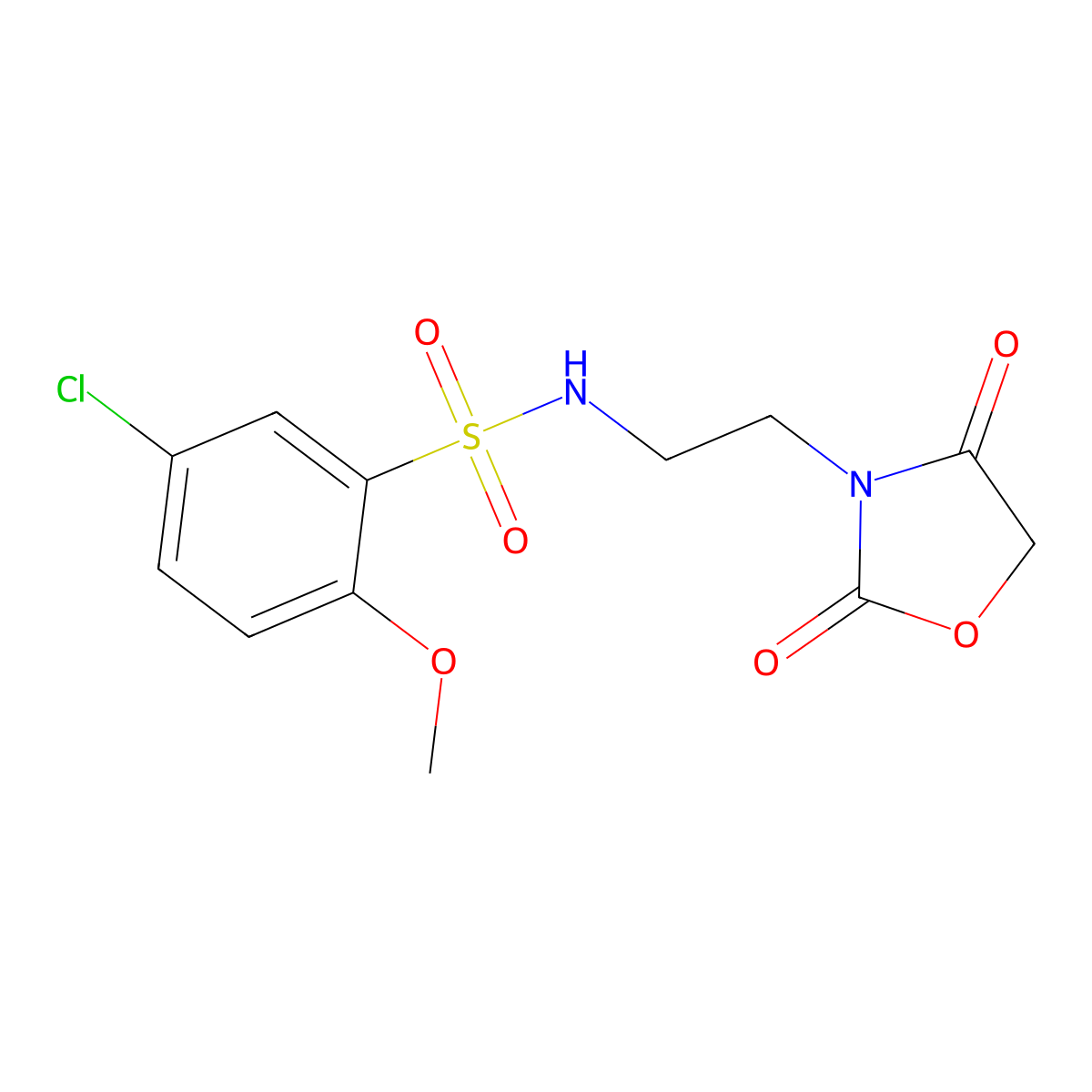 5-chloro-N-(2-(2,4-dioxooxazolidin-3-yl)ethyl)-2-methoxybenzenesulfonamide molecular structure, CAS 2034314-40-2