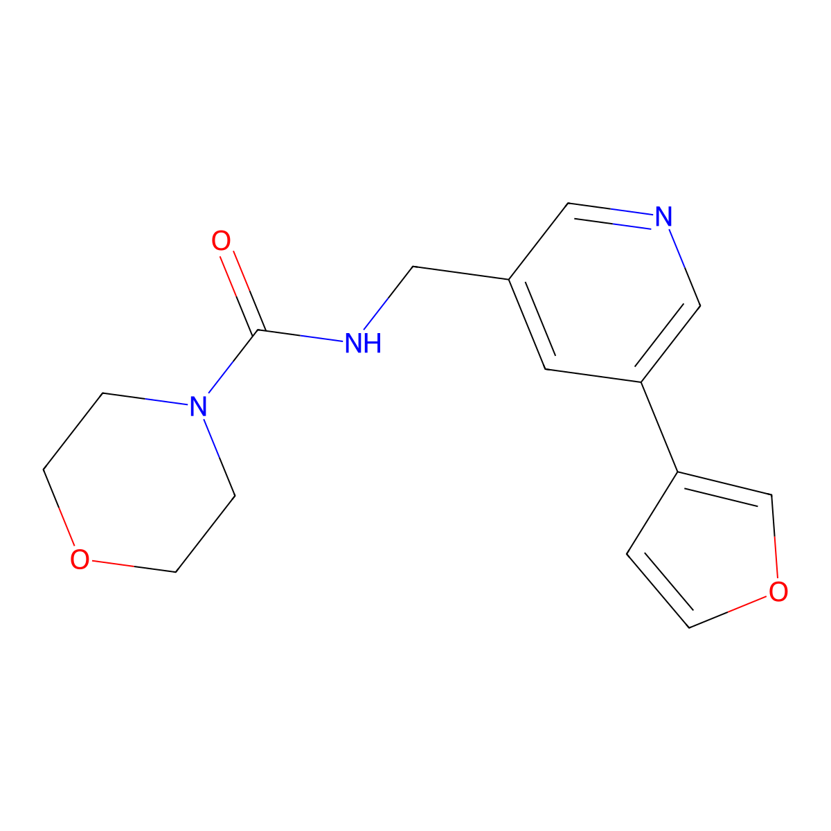N-((5-(furan-3-yl)pyridin-3-yl)methyl)morpholine-4-carboxamide molecular structure, CAS 2034314-42-4