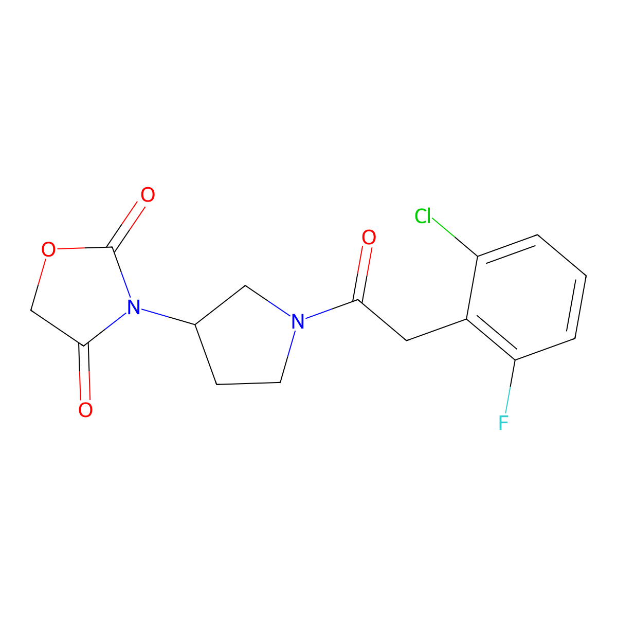3-(1-(2-(2-Chloro-6-fluorophenyl)acetyl)pyrrolidin-3-yl)oxazolidine-2,4-dione molecular structure, CAS 2034314-45-7