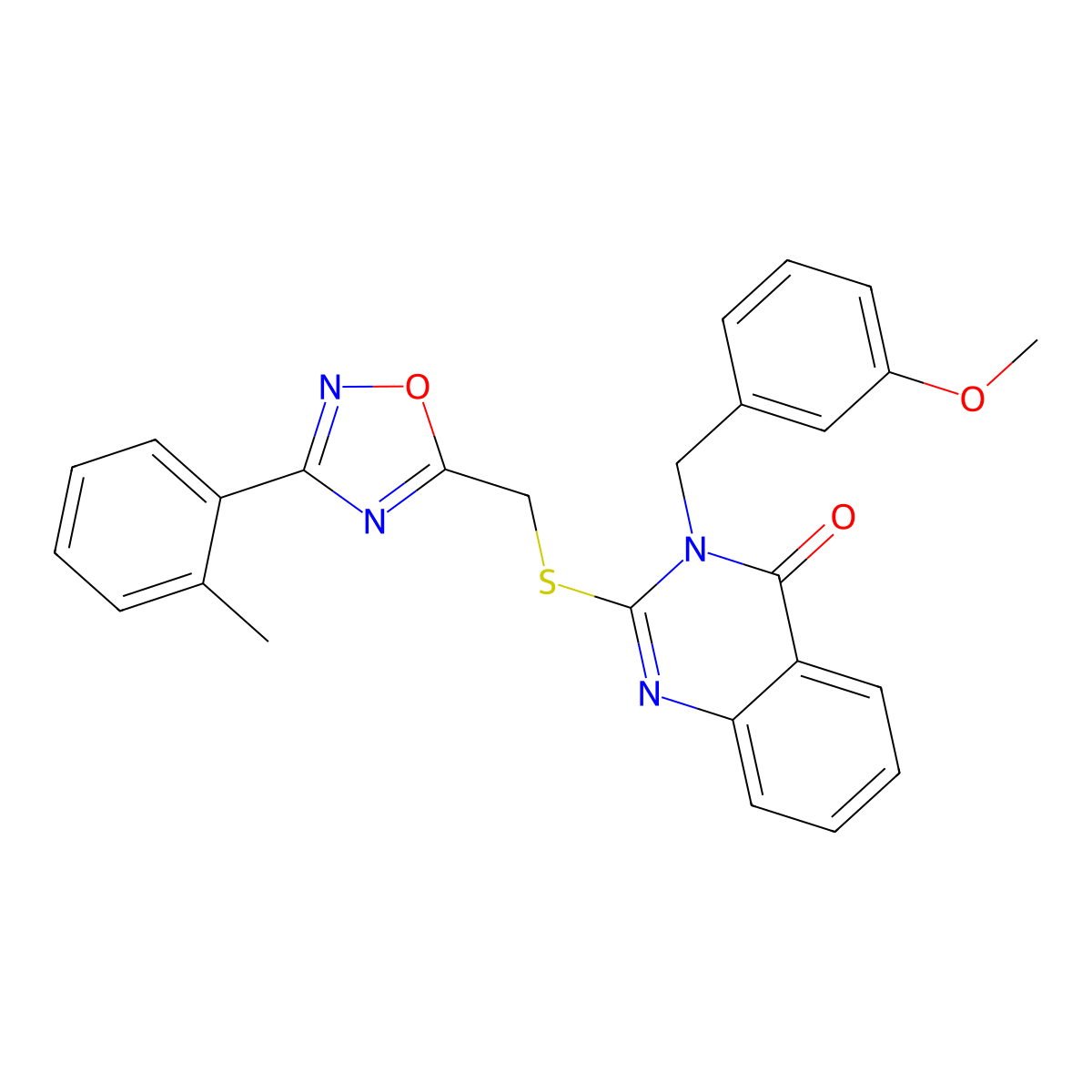 3-(3-methoxybenzyl)-2-(((3-(o-tolyl)-1,2,4-oxadiazol-5-yl)methyl)thio)quinazolin-4(3H)-one molecular structure, CAS 2034314-47-9