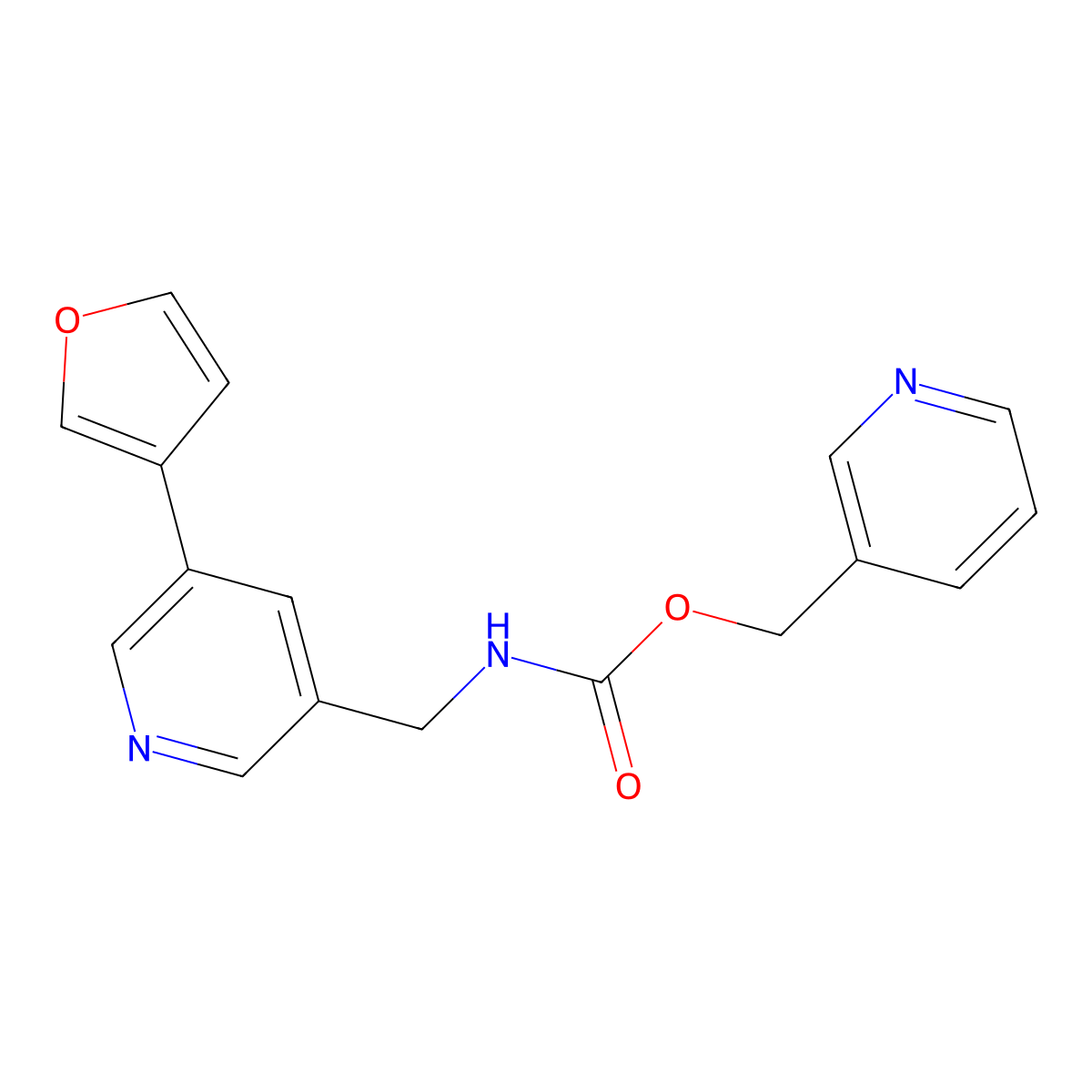 Pyridin-3-ylmethyl ((5-(furan-3-yl)pyridin-3-yl)methyl)carbamate molecular structure, CAS 2034314-49-1