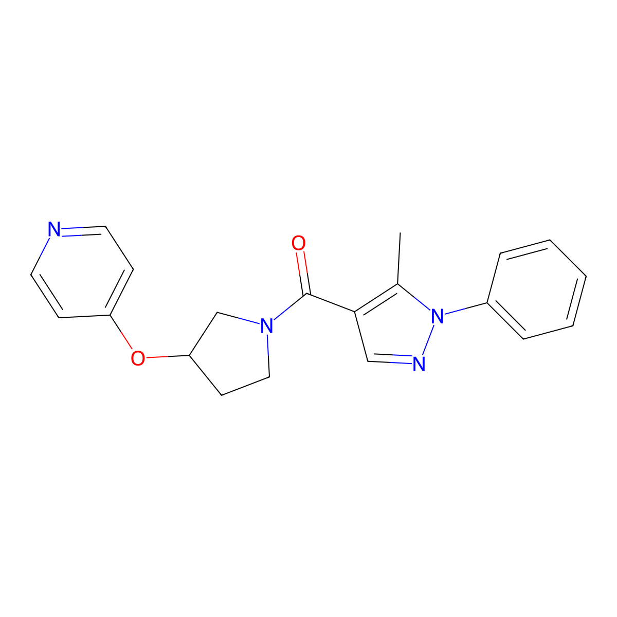 (5-methyl-1-phenyl-1H-pyrazol-4-yl)(3-(pyridin-4-yloxy)pyrrolidin-1-yl)methanone molecular structure, CAS 2034314-50-4