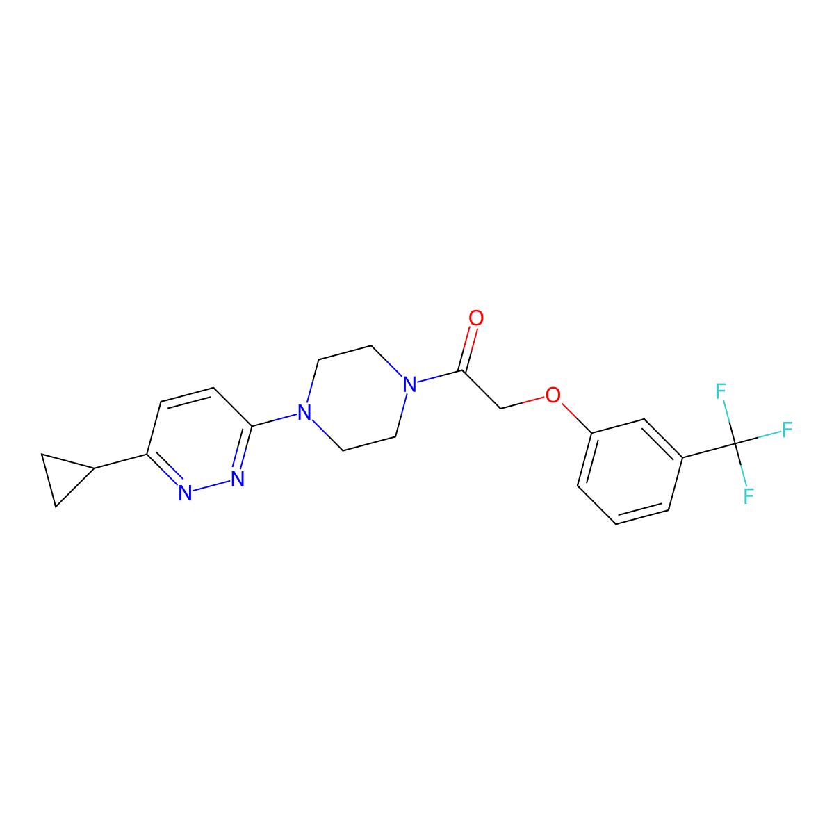 1-(4-(6-Cyclopropylpyridazin-3-yl)piperazin-1-yl)-2-(3-(trifluoromethyl)phenoxy)ethanone molecular structure, CAS 2034314-51-5