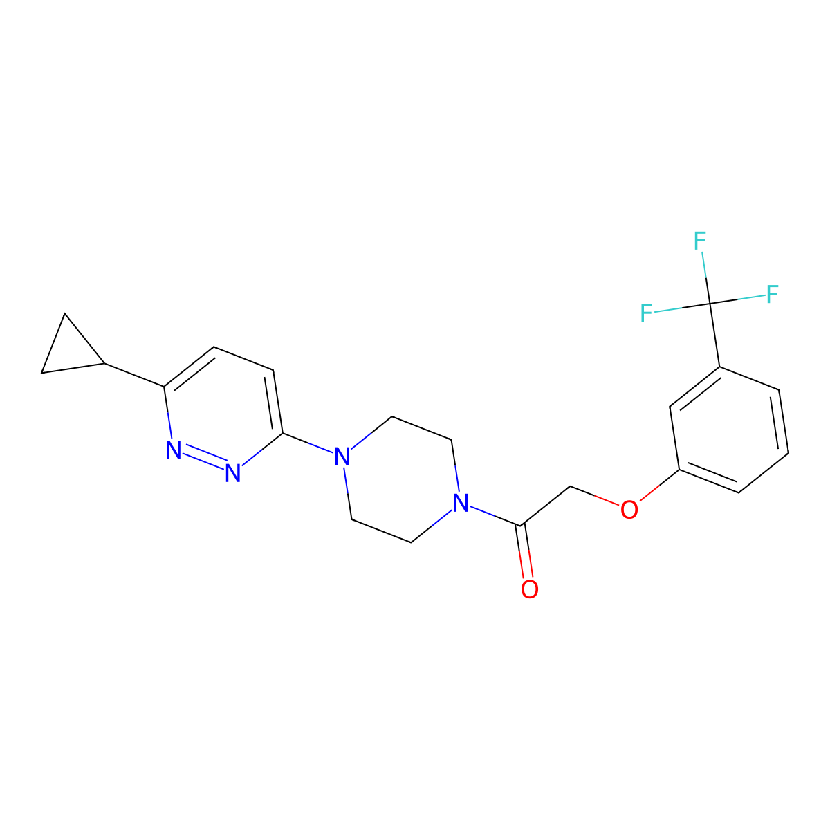 1-(4-(6-Cyclopropylpyridazin-3-yl)piperazin-1-yl)-2-(3-(trifluoromethyl)phenoxy)ethanone molecular structure, CAS 2034314-51-5