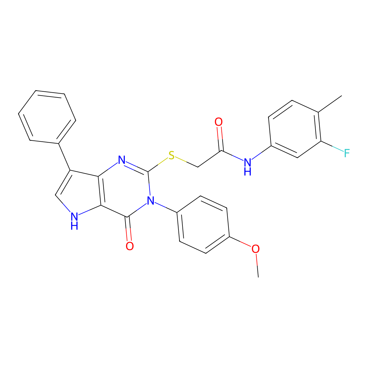 N-(3-fluoro-4-methylphenyl)-2-((3-(4-methoxyphenyl)-4-oxo-7-phenyl-4,5-dihydro-3H-pyrrolo[3,2-d]pyrimidin-2-yl)thio)acetamide molecular structure, CAS 2034314-52-6