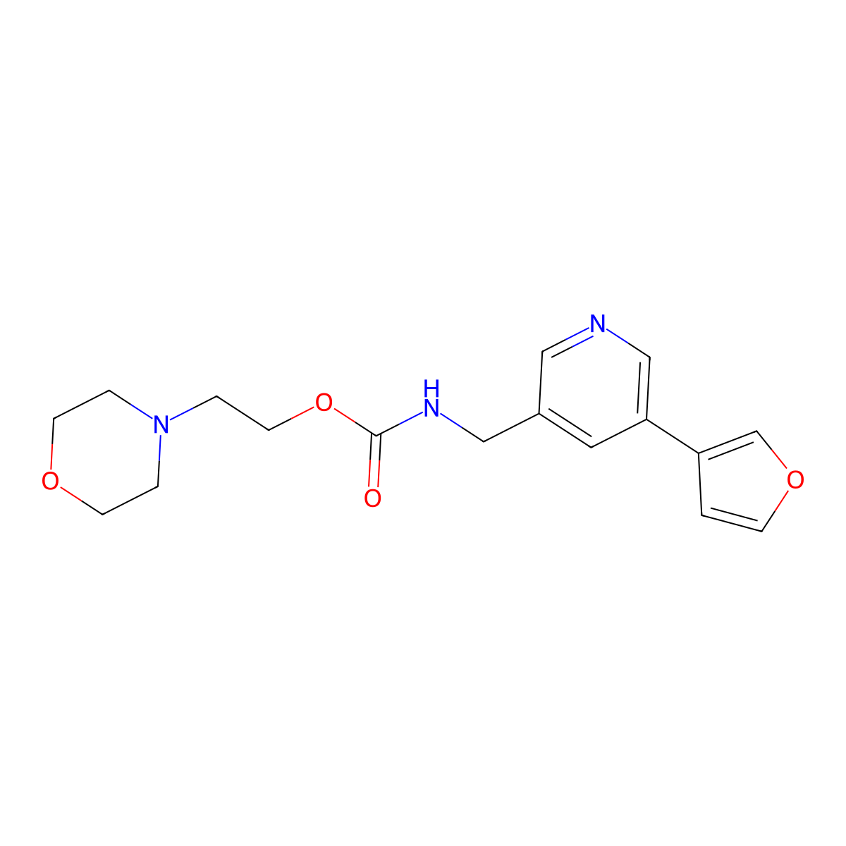 2-Morpholinoethyl ((5-(furan-3-yl)pyridin-3-yl)methyl)carbamate molecular structure, CAS 2034314-55-9