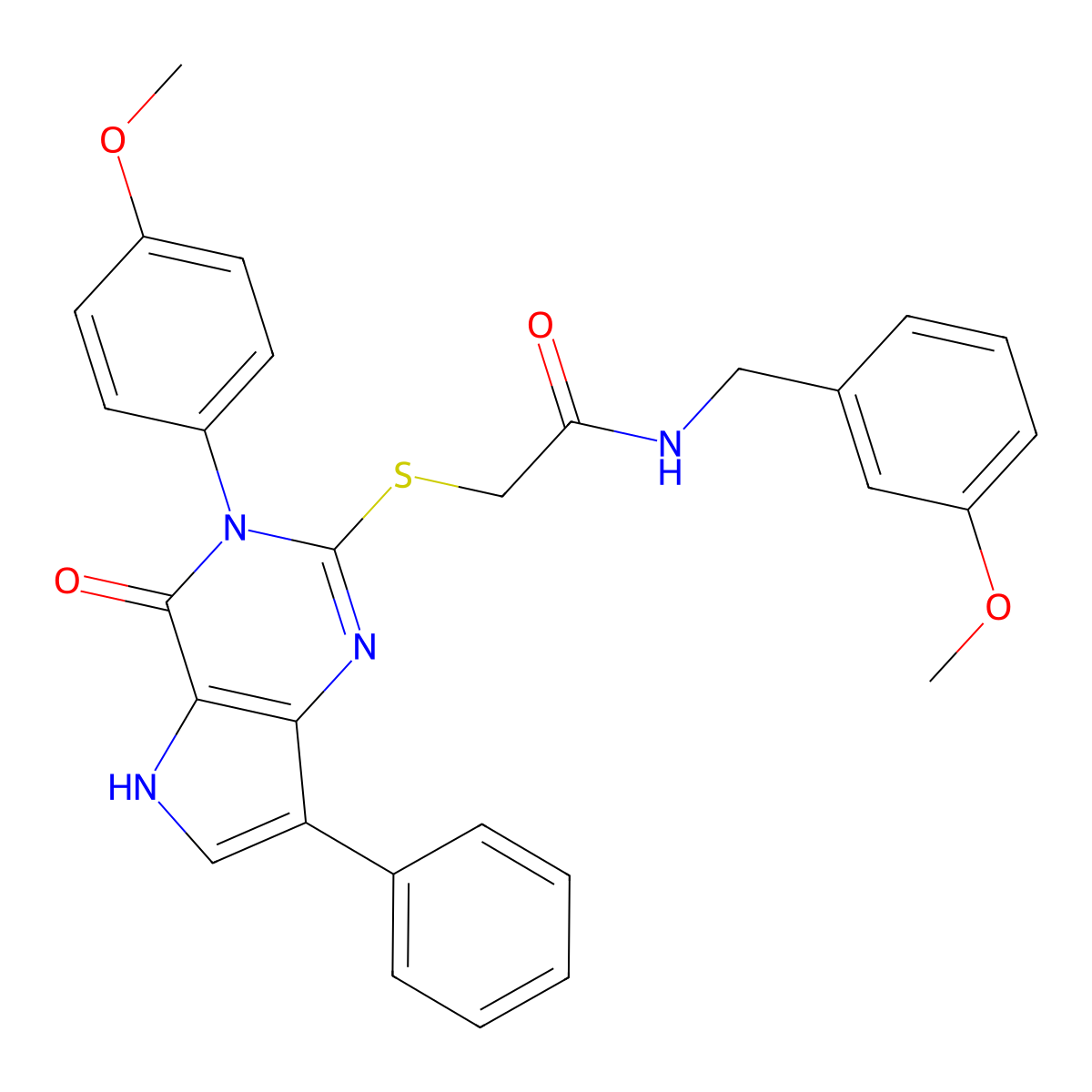 N-(3-methoxybenzyl)-2-((3-(4-methoxyphenyl)-4-oxo-7-phenyl-4,5-dihydro-3H-pyrrolo[3,2-d]pyrimidin-2-yl)thio)acetamide molecular structure, CAS 2034314-58-2