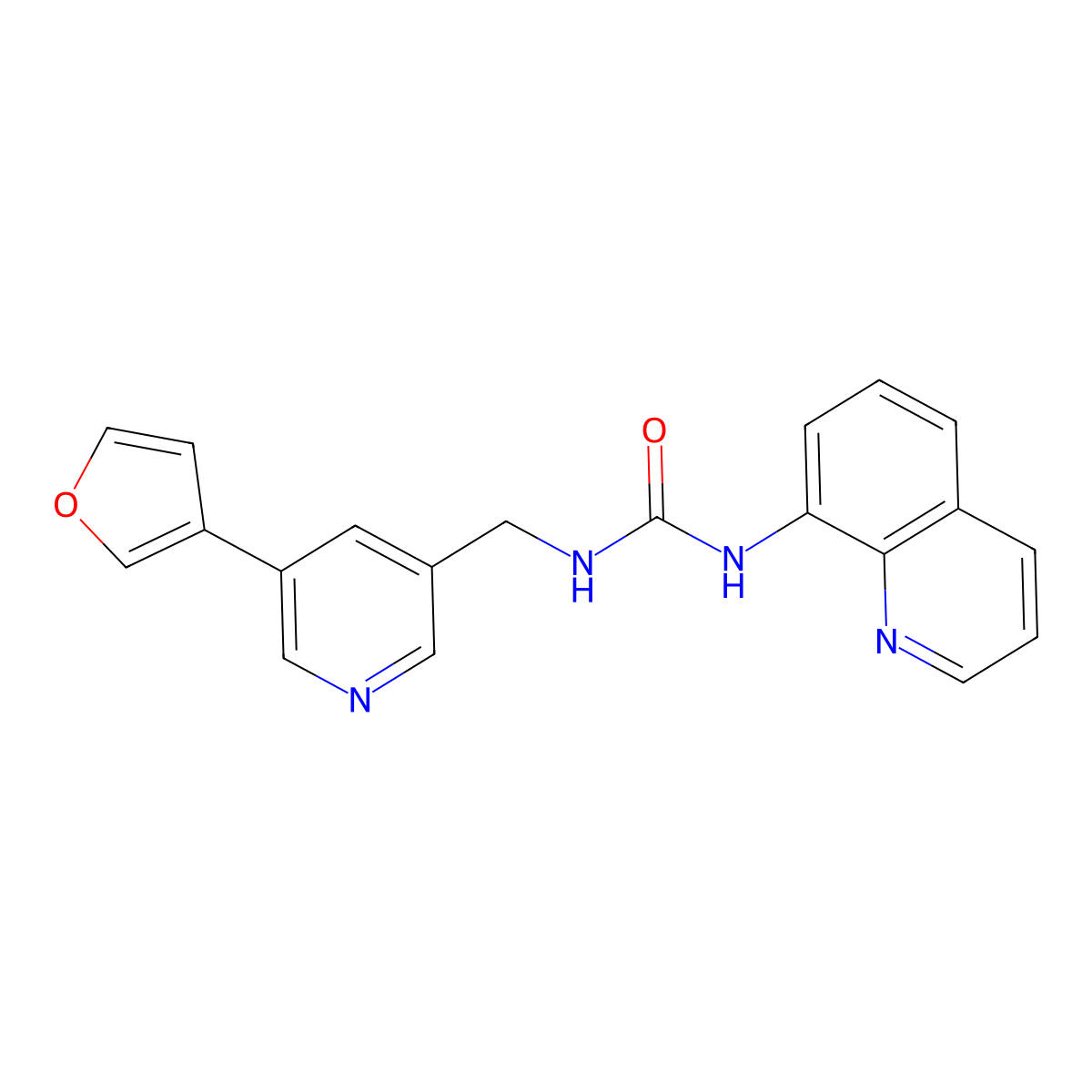 1-((5-(Furan-3-yl)pyridin-3-yl)methyl)-3-(quinolin-8-yl)urea molecular structure, CAS 2034314-62-8