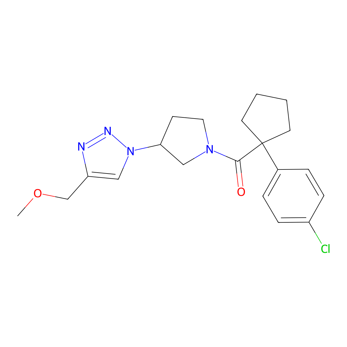 1-{1-[1-(4-chlorophenyl)cyclopentanecarbonyl]pyrrolidin-3-yl}-4-(methoxymethyl)-1H-1,2,3-triazole molecular structure, CAS 2034314-64-0