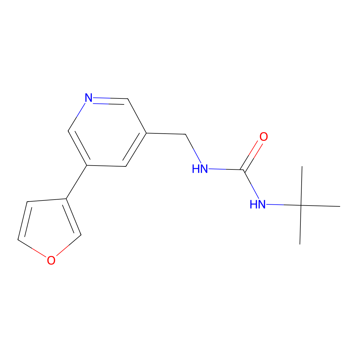 1-(Tert-butyl)-3-((5-(furan-3-yl)pyridin-3-yl)methyl)urea molecular structure, CAS 2034314-70-8