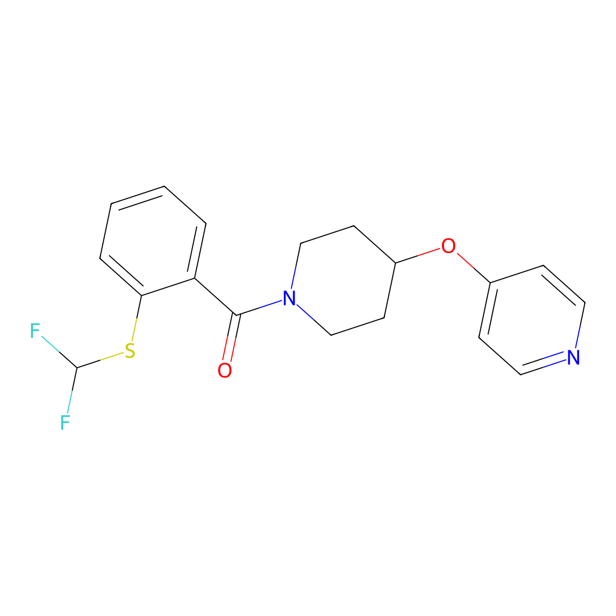 (2-((Difluoromethyl)thio)phenyl)(4-(pyridin-4-yloxy)piperidin-1-yl)methanone molecular structure, CAS 2034314-74-2