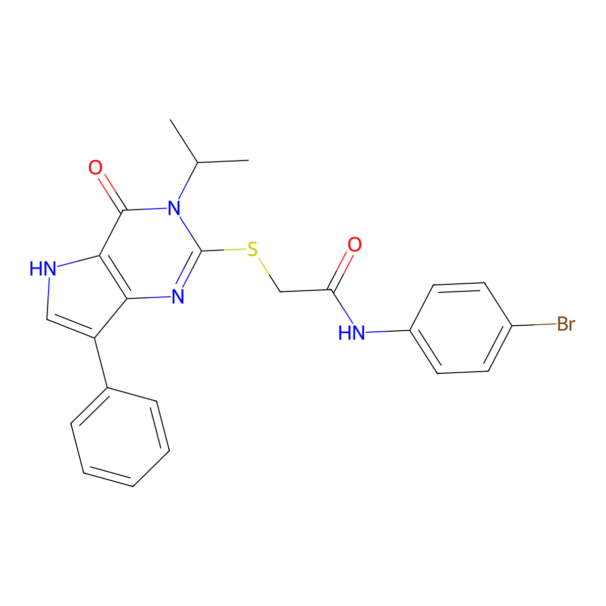 N-(4-bromophenyl)-2-((3-isopropyl-4-oxo-7-phenyl-4,5-dihydro-3H-pyrrolo[3,2-d]pyrimidin-2-yl)thio)acetamide molecular structure, CAS 2034314-75-3