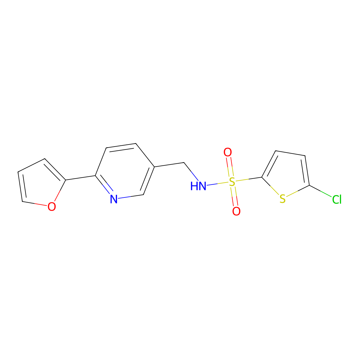 5-chloro-N-((6-(furan-2-yl)pyridin-3-yl)methyl)thiophene-2-sulfonamide molecular structure, CAS 2034314-81-1