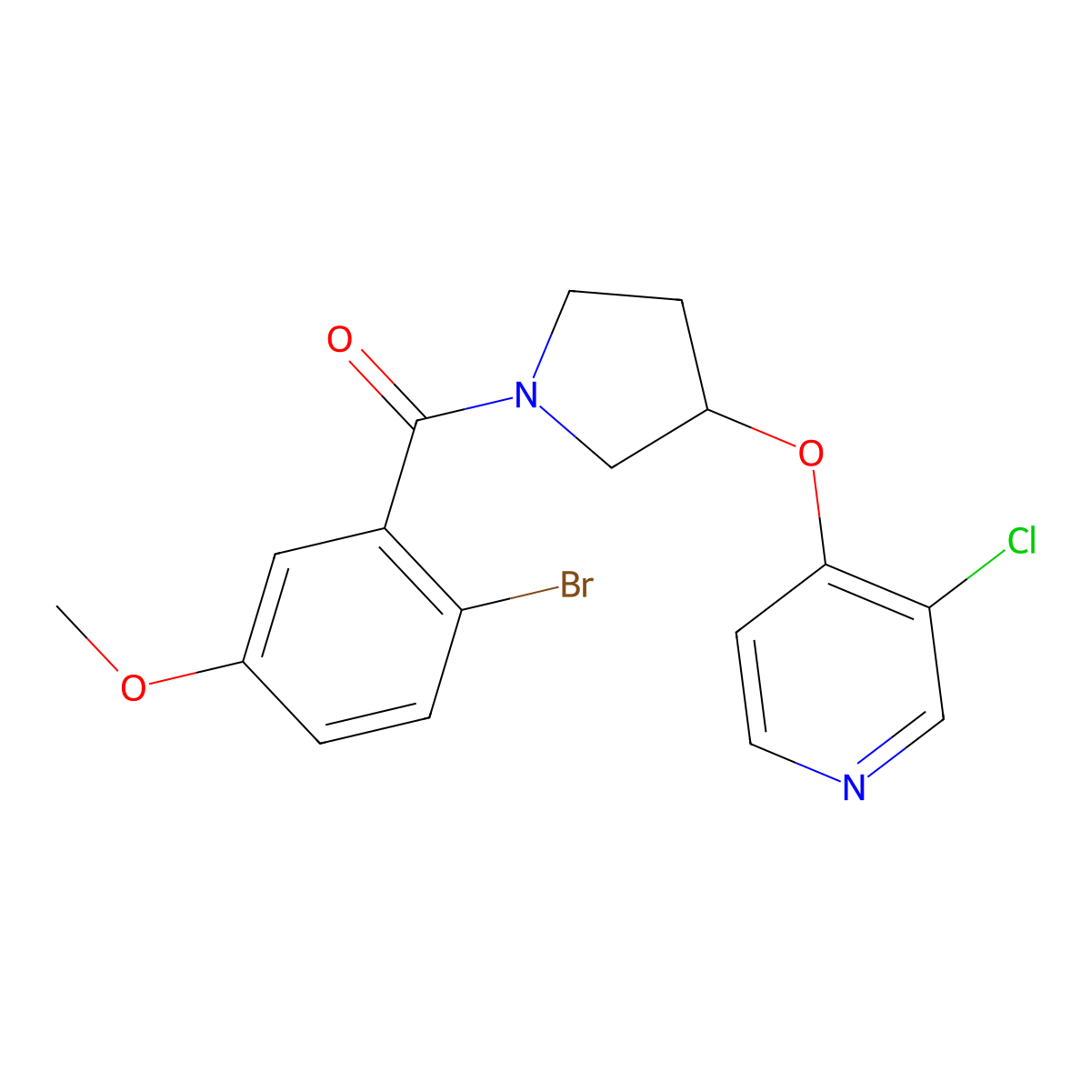 (2-Bromo-5-methoxyphenyl)(3-((3-chloropyridin-4-yl)oxy)pyrrolidin-1-yl)methanone molecular structure, CAS 2034314-84-4