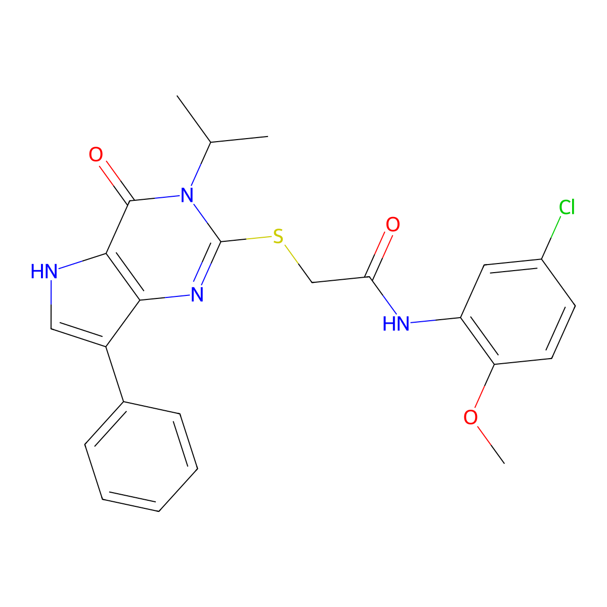 N-(5-chloro-2-methoxyphenyl)-2-((3-isopropyl-4-oxo-7-phenyl-4,5-dihydro-3H-pyrrolo[3,2-d]pyrimidin-2-yl)thio)acetamide molecular structure, CAS 2034314-85-5