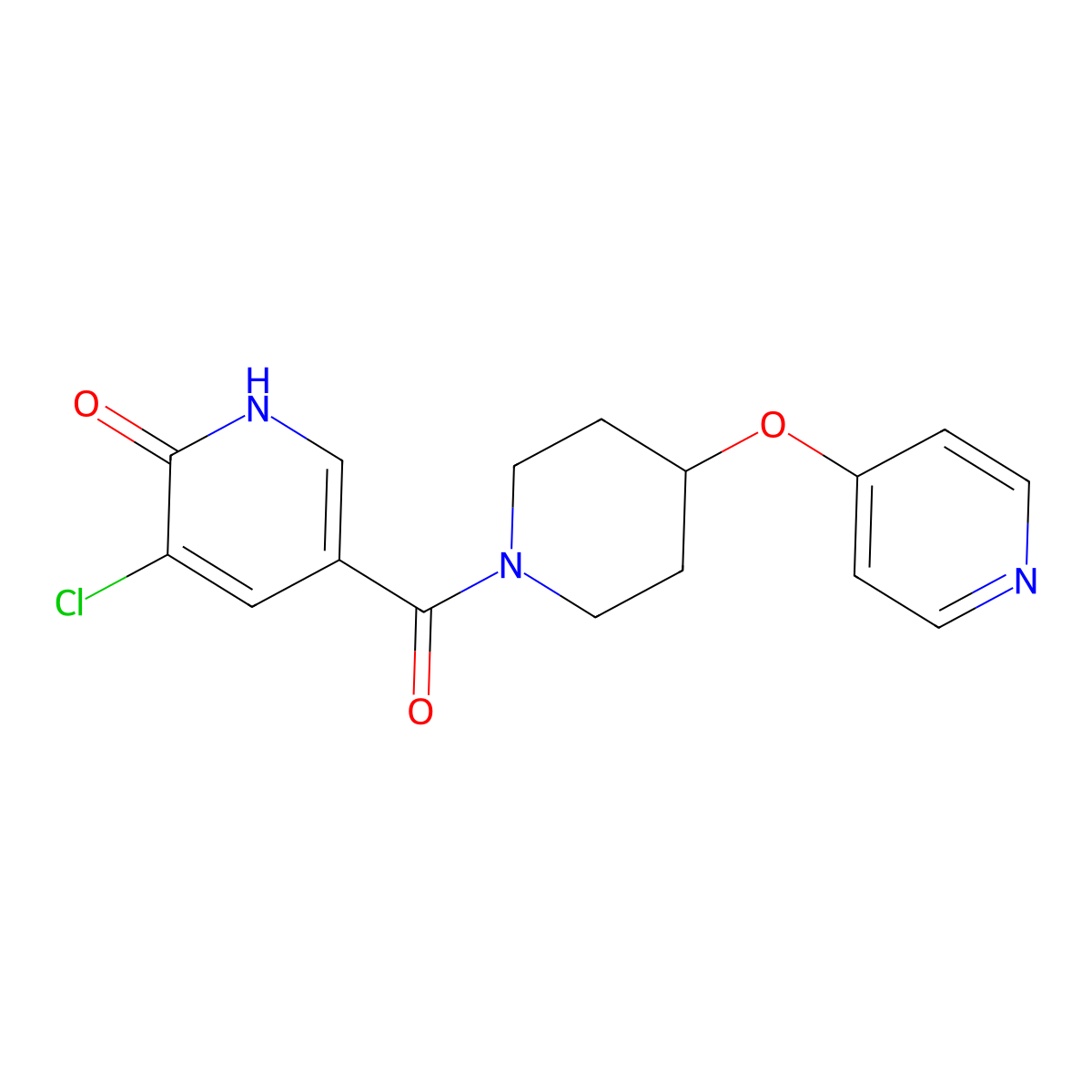 (5-Chloro-6-hydroxypyridin-3-yl)(4-(pyridin-4-yloxy)piperidin-1-yl)methanone molecular structure, CAS 2034314-86-6