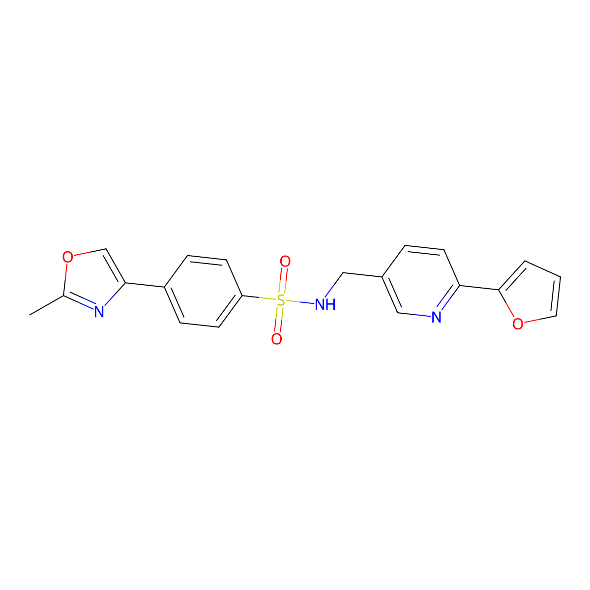 N-((6-(furan-2-yl)pyridin-3-yl)methyl)-4-(2-methyloxazol-4-yl)benzenesulfonamide molecular structure, CAS 2034314-88-8