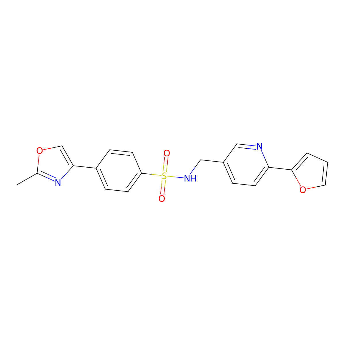 N-((6-(furan-2-yl)pyridin-3-yl)methyl)-4-(2-methyloxazol-4-yl)benzenesulfonamide molecular structure, CAS 2034314-88-8