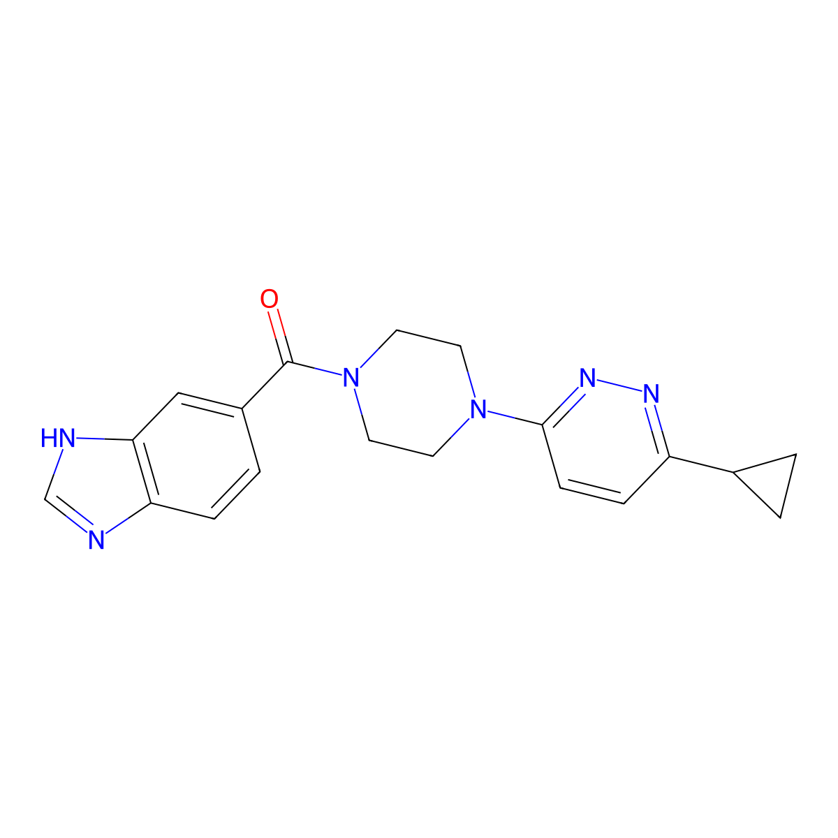 5-[4-(6-cyclopropylpyridazin-3-yl)piperazine-1-carbonyl]-1H-1,3-benzodiazole molecular structure, CAS 2034314-89-9