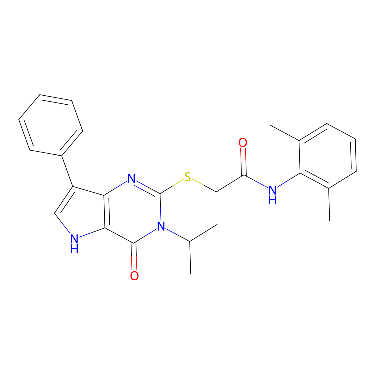 N-(2,6-dimethylphenyl)-2-((3-isopropyl-4-oxo-7-phenyl-4,5-dihydro-3H-pyrrolo[3,2-d]pyrimidin-2-yl)thio)acetamide molecular structure, CAS 2034314-92-4