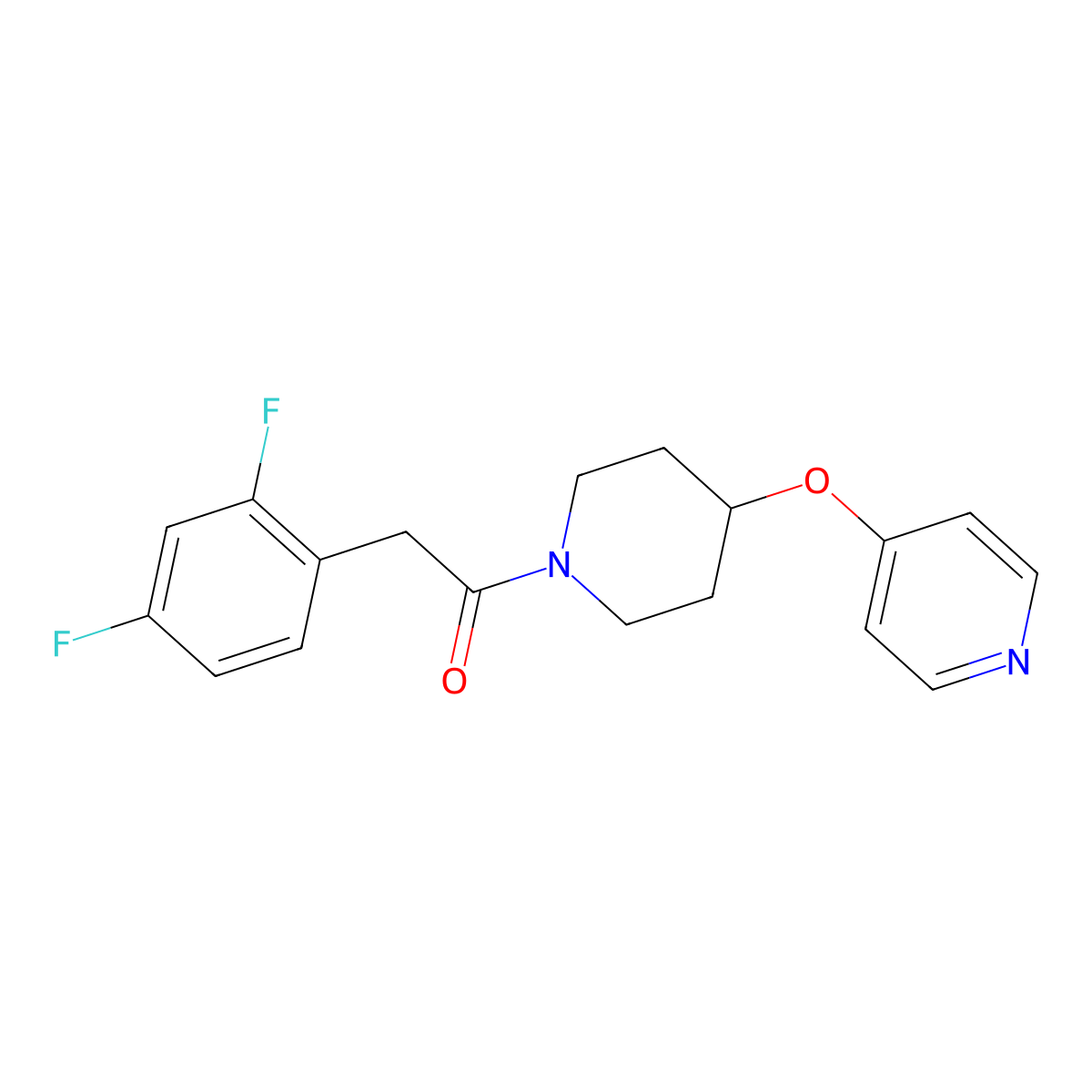 2-(2,4-Difluorophenyl)-1-(4-(pyridin-4-yloxy)piperidin-1-yl)ethanone molecular structure, CAS 2034314-95-7