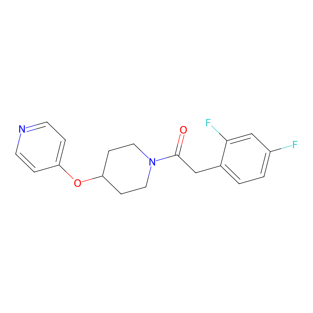 2-(2,4-Difluorophenyl)-1-(4-(pyridin-4-yloxy)piperidin-1-yl)ethanone molecular structure, CAS 2034314-95-7