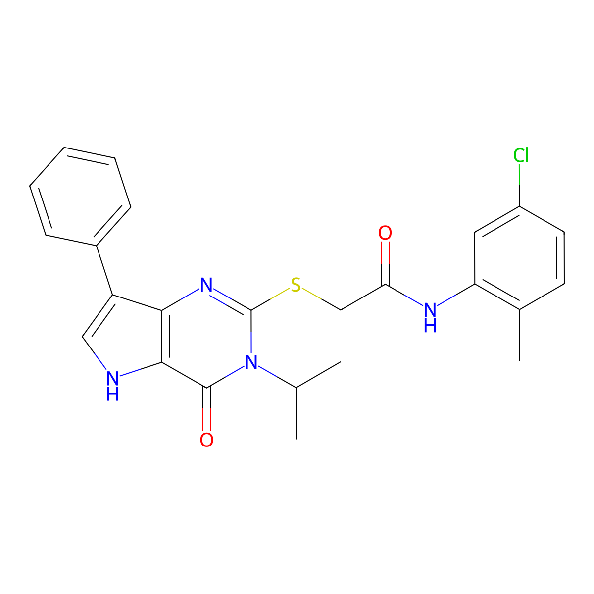 N-(5-chloro-2-methylphenyl)-2-((3-isopropyl-4-oxo-7-phenyl-4,5-dihydro-3H-pyrrolo[3,2-d]pyrimidin-2-yl)thio)acetamide molecular structure, CAS 2034314-99-1