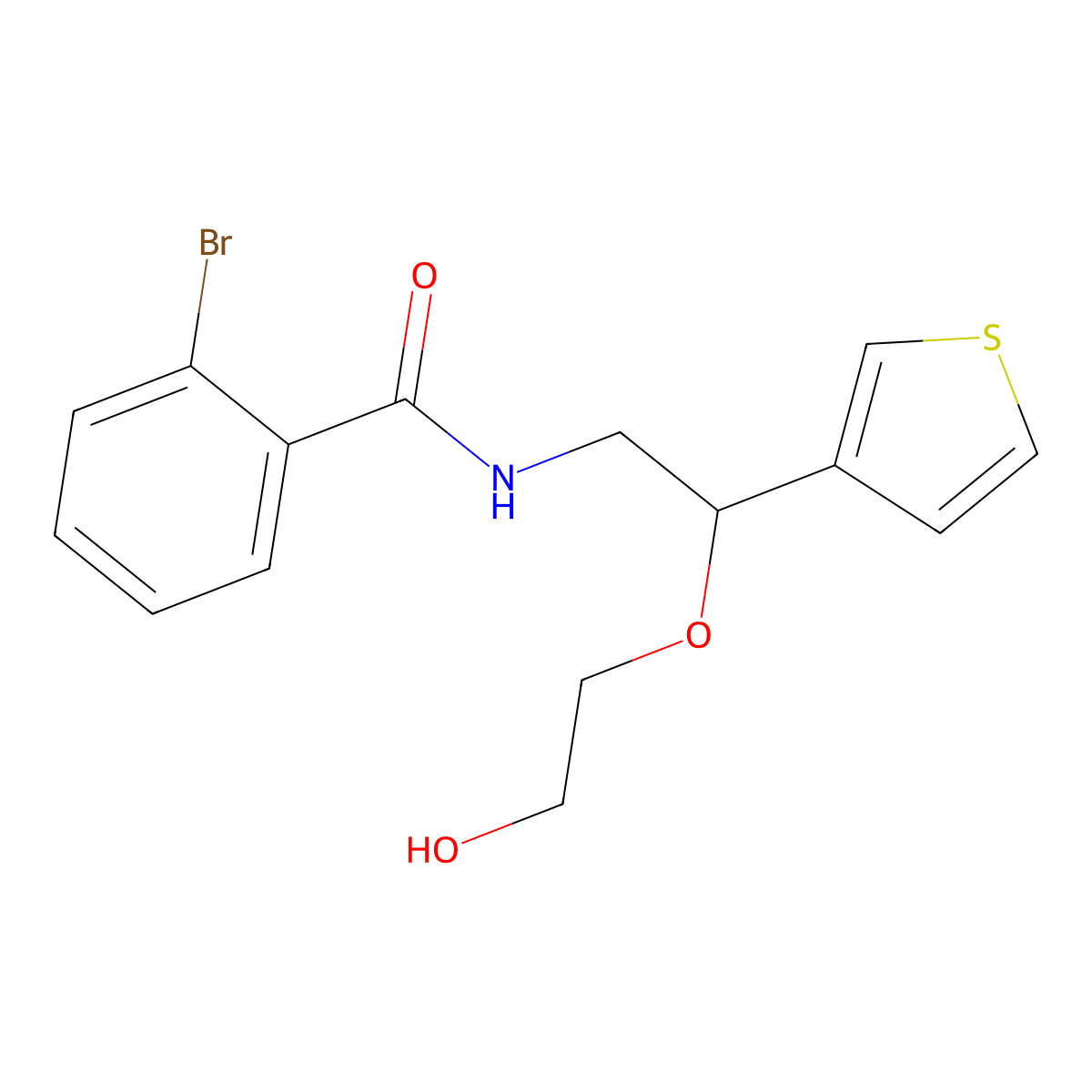 2-bromo-N-[2-(2-hydroxyethoxy)-2-(thiophen-3-yl)ethyl]benzamide molecular structure, CAS 2034315-02-9