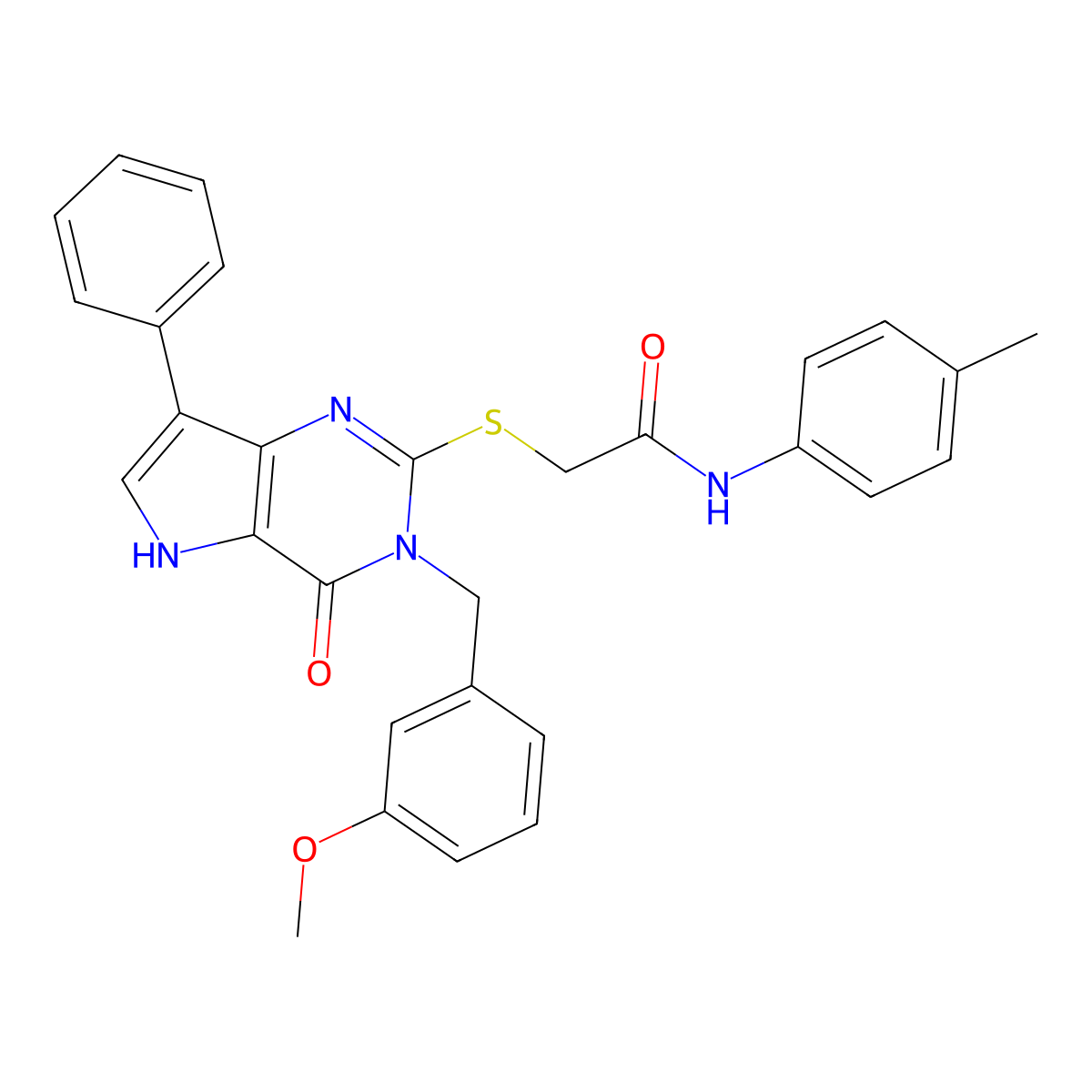 2-((3-(3-methoxybenzyl)-4-oxo-7-phenyl-4,5-dihydro-3H-pyrrolo[3,2-d]pyrimidin-2-yl)thio)-N-(p-tolyl)acetamide molecular structure, CAS 2034315-16-5