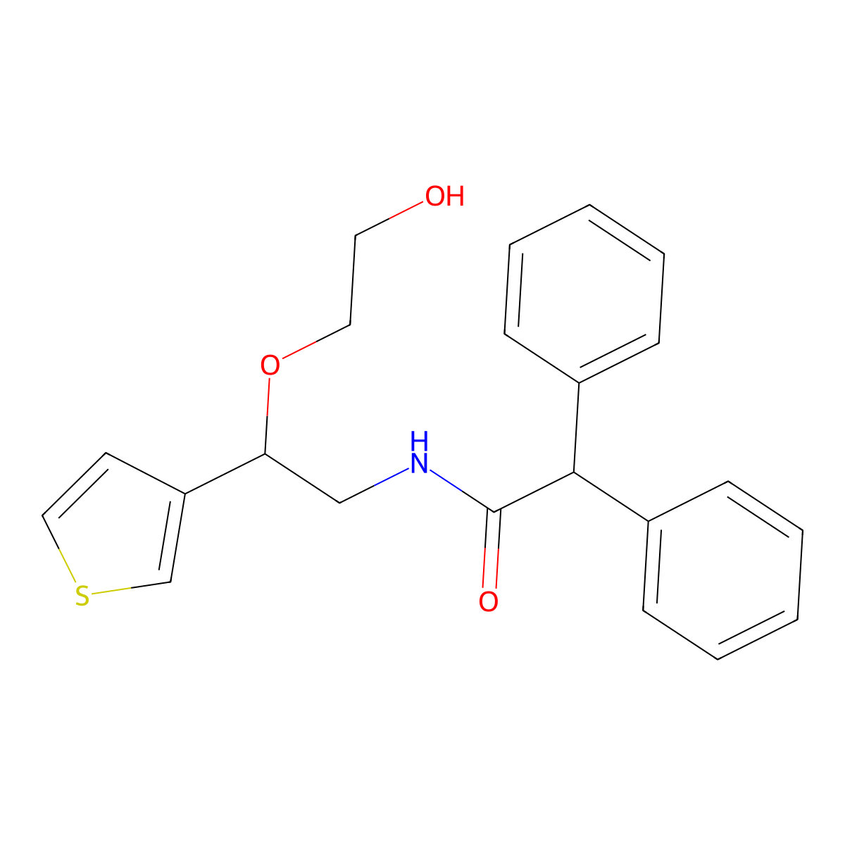 N-(2-(2-hydroxyethoxy)-2-(thiophen-3-yl)ethyl)-2,2-diphenylacetamide molecular structure, CAS 2034315-18-7