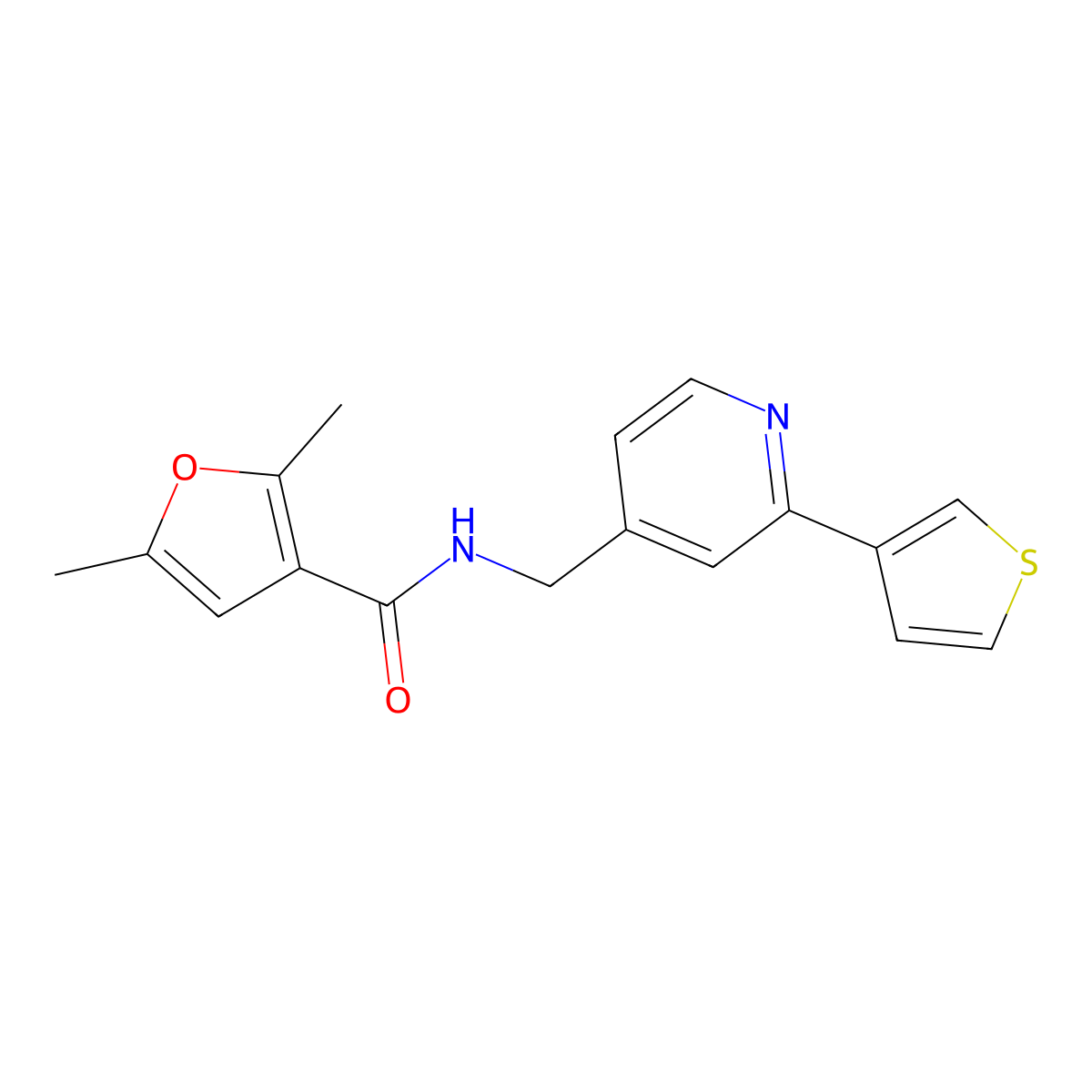 2,5-dimethyl-N-{[2-(thiophen-3-yl)pyridin-4-yl]methyl}furan-3-carboxamide molecular structure, CAS 2034315-19-8