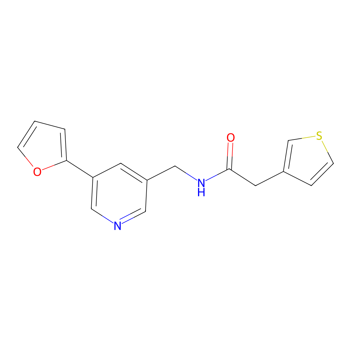 N-((5-(furan-2-yl)pyridin-3-yl)methyl)-2-(thiophen-3-yl)acetamide molecular structure, CAS 2034315-21-2