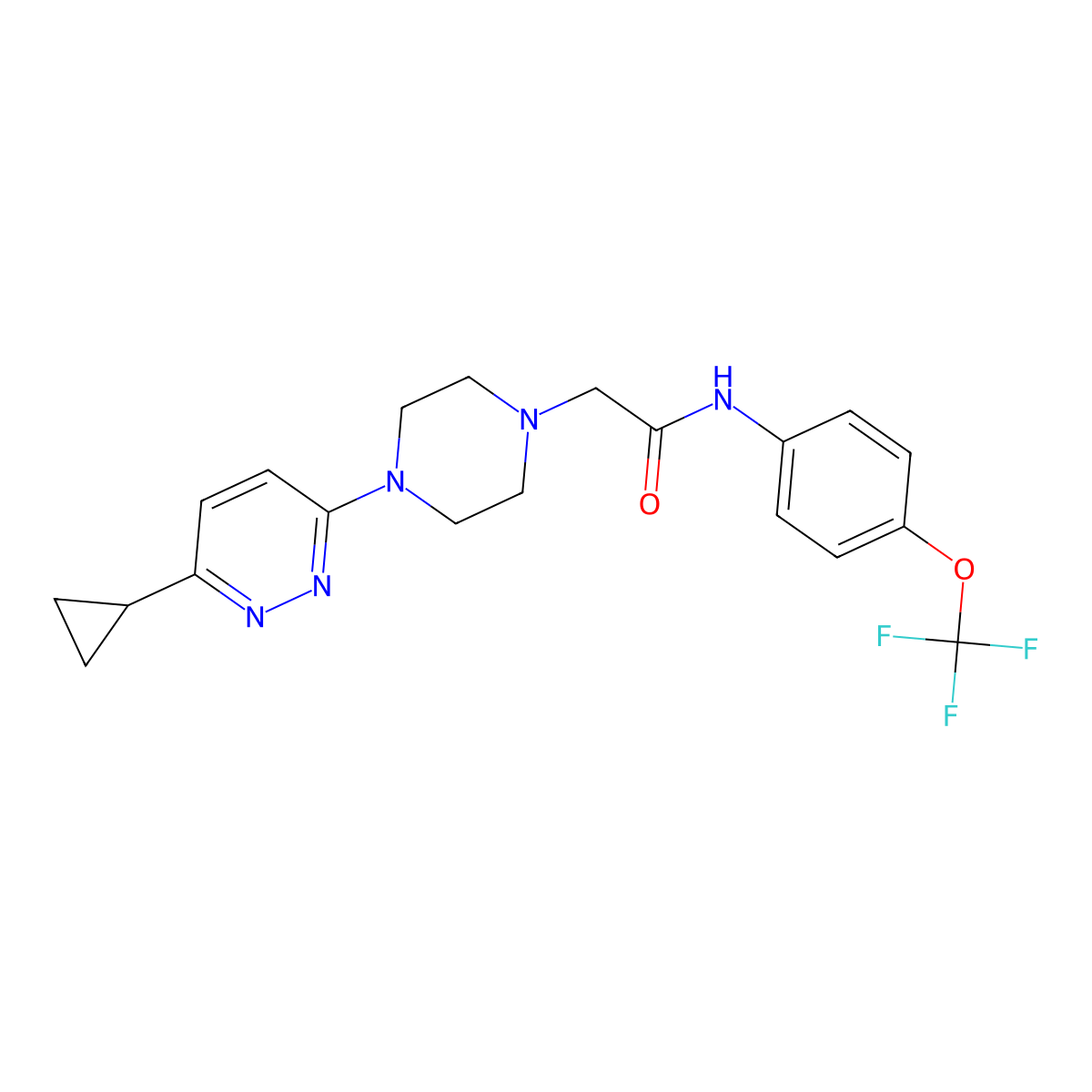 2-[4-(6-cyclopropylpyridazin-3-yl)piperazin-1-yl]-N-[4-(trifluoromethoxy)phenyl]acetamide molecular structure, CAS 2034315-25-6