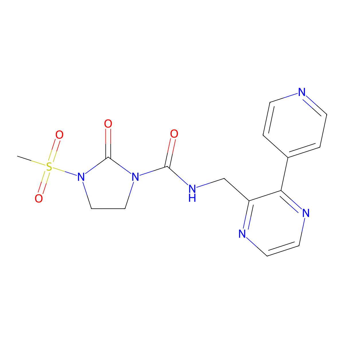 3-methanesulfonyl-2-oxo-N-{[3-(pyridin-4-yl)pyrazin-2-yl]methyl}imidazolidine-1-carboxamide molecular structure, CAS 2034315-26-7