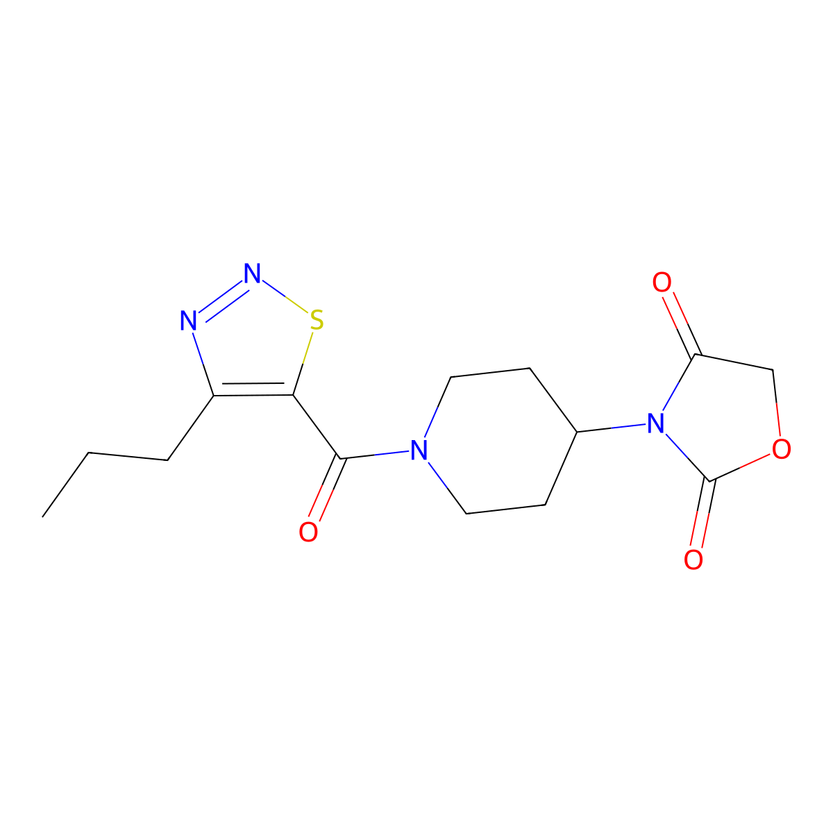 3-(1-(4-Propyl-1,2,3-thiadiazole-5-carbonyl)piperidin-4-yl)oxazolidine-2,4-dione molecular structure, CAS 2034315-28-9