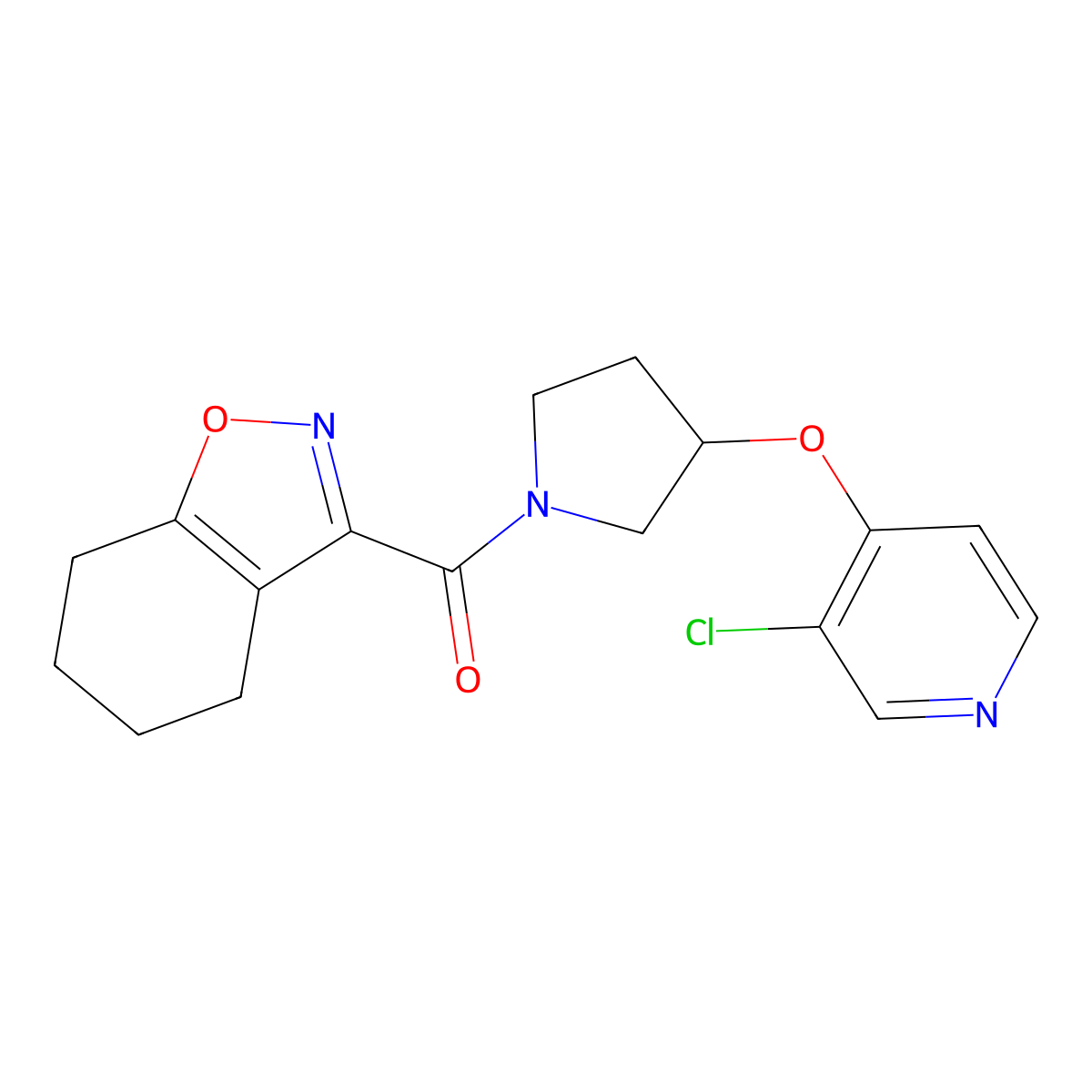 (3-((3-Chloropyridin-4-yl)oxy)pyrrolidin-1-yl)(4,5,6,7-tetrahydrobenzo[d]isoxazol-3-yl)methanone molecular structure, CAS 2034315-29-0