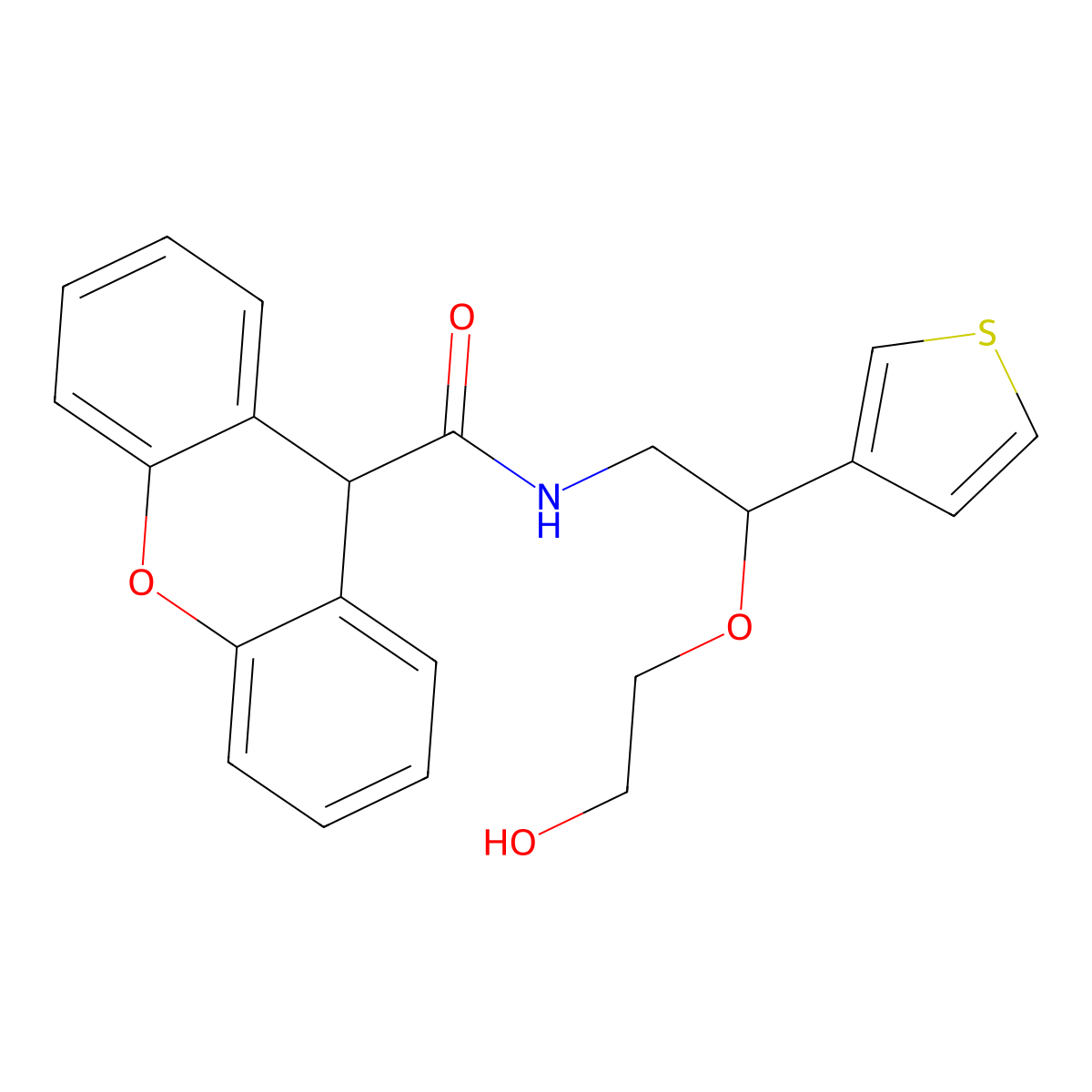 N-(2-(2-hydroxyethoxy)-2-(thiophen-3-yl)ethyl)-9H-xanthene-9-carboxamide molecular structure, CAS 2034315-35-8