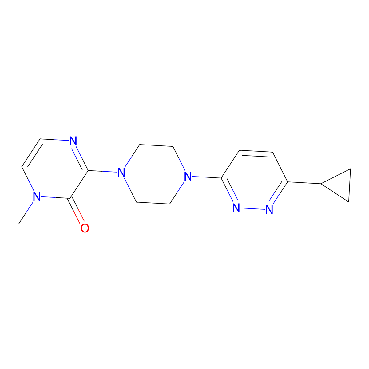 3-(4-(6-cyclopropylpyridazin-3-yl)piperazin-1-yl)-1-methylpyrazin-2(1H)-one molecular structure, CAS 2034315-36-9