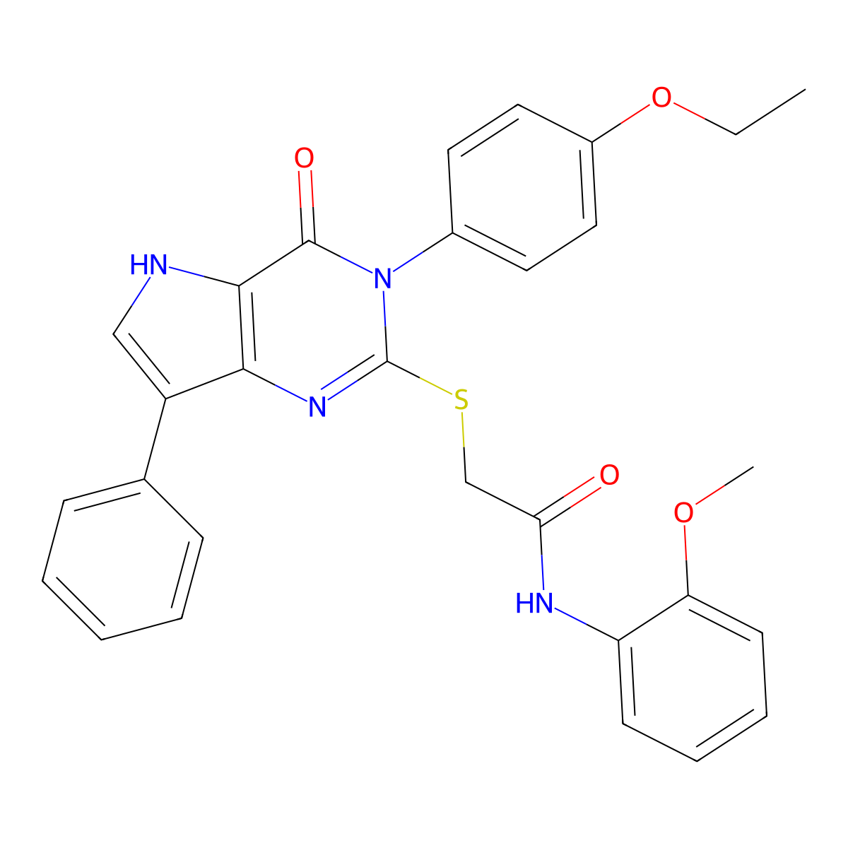 2-((3-(4-ethoxyphenyl)-4-oxo-7-phenyl-4,5-dihydro-3H-pyrrolo[3,2-d]pyrimidin-2-yl)thio)-N-(2-methoxyphenyl)acetamide molecular structure, CAS 2034315-40-5