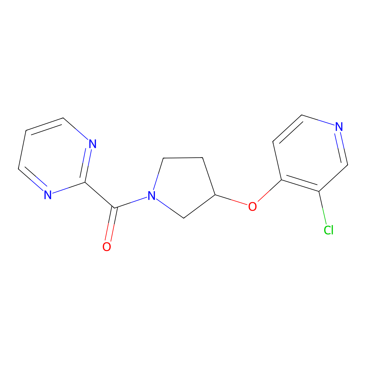(3-((3-Chloropyridin-4-yl)oxy)pyrrolidin-1-yl)(pyrimidin-2-yl)methanone molecular structure, CAS 2034315-42-7