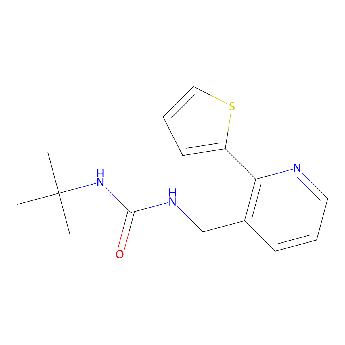 1-(Tert-butyl)-3-((2-(thiophen-2-yl)pyridin-3-yl)methyl)urea molecular structure, CAS 2034315-44-9