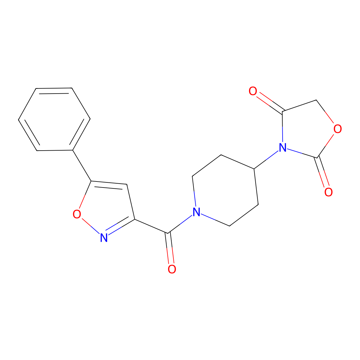 3-(1-(5-Phenylisoxazole-3-carbonyl)piperidin-4-yl)oxazolidine-2,4-dione molecular structure, CAS 2034315-45-0