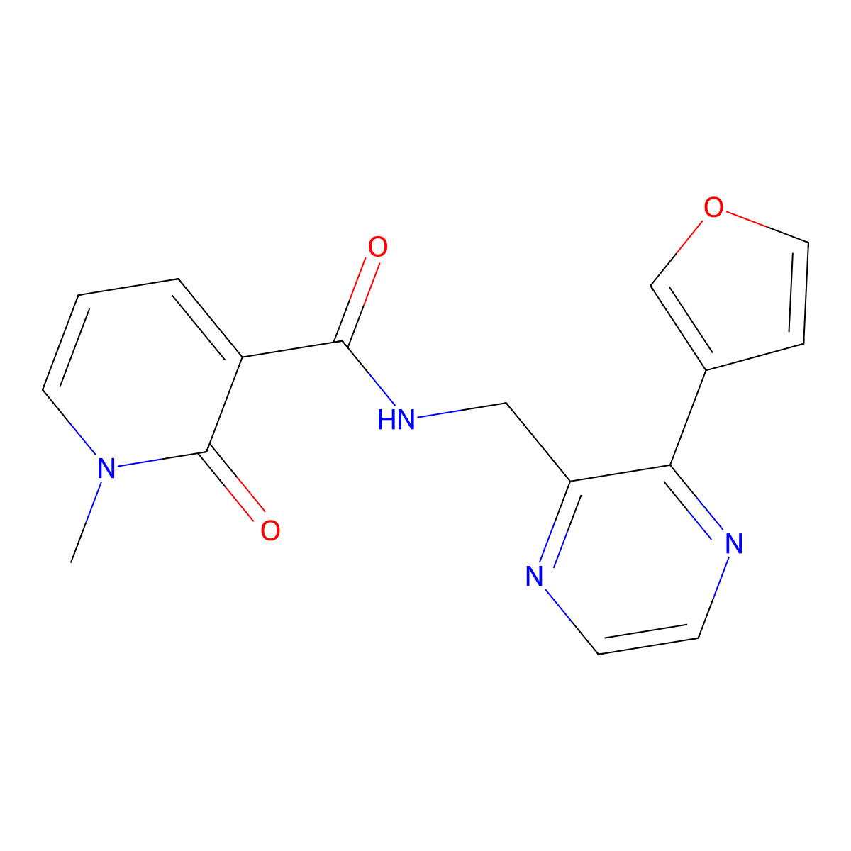 N-{[3-(furan-3-yl)pyrazin-2-yl]methyl}-1-methyl-2-oxo-1,2-dihydropyridine-3-carboxamide molecular structure, CAS 2034315-46-1
